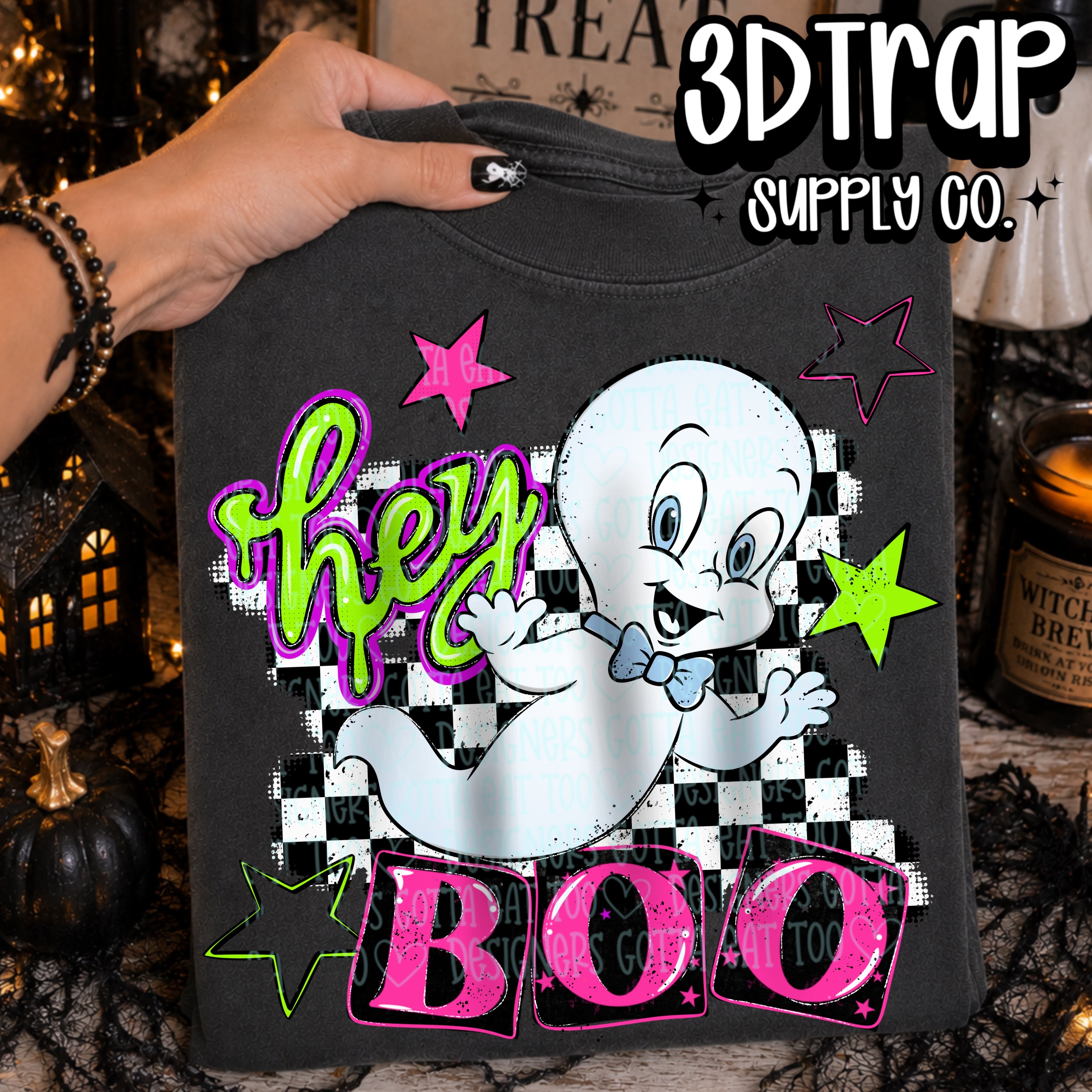 Hey Boo Digital T-Shirt Design PNG |  Instant Download