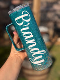 Custom 20 oz with handle glitter tumbler ombre'