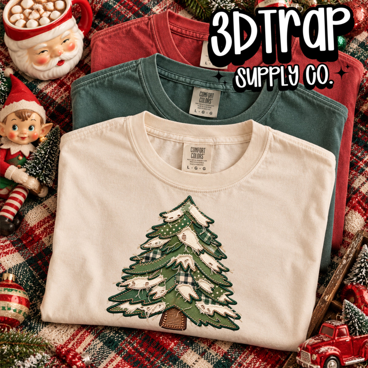 Christmas tree Appliqué faux patch T-Shirt Design PNG |  Instant Download (Copy)