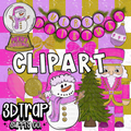 Girly Christmas Clipart Set PNG |  Instant Download