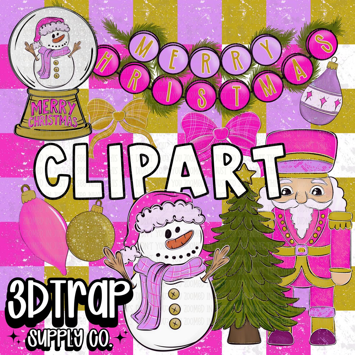 Girly Christmas Clipart Set PNG |  Instant Download