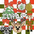 Vintage Christmas  Clipart Set PNG |  Instant Download