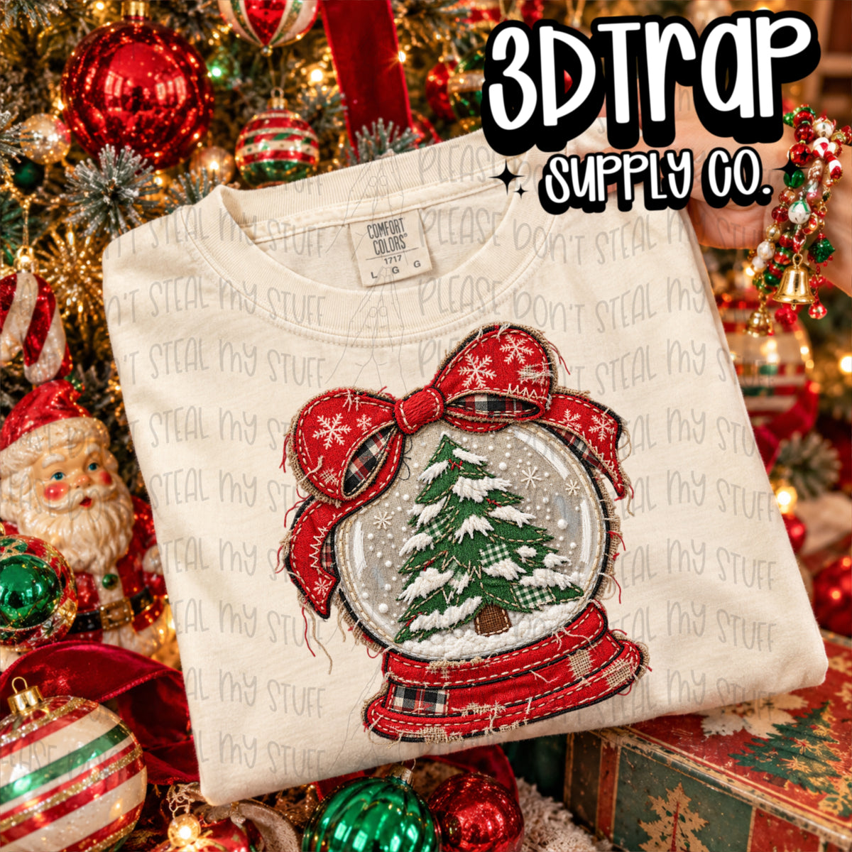 Snow globe Appliqué faux patch T-Shirt Design PNG |  Instant Download