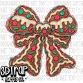 Gingerbread bow Appliqué faux patch T-Shirt Design PNG |  Instant Download