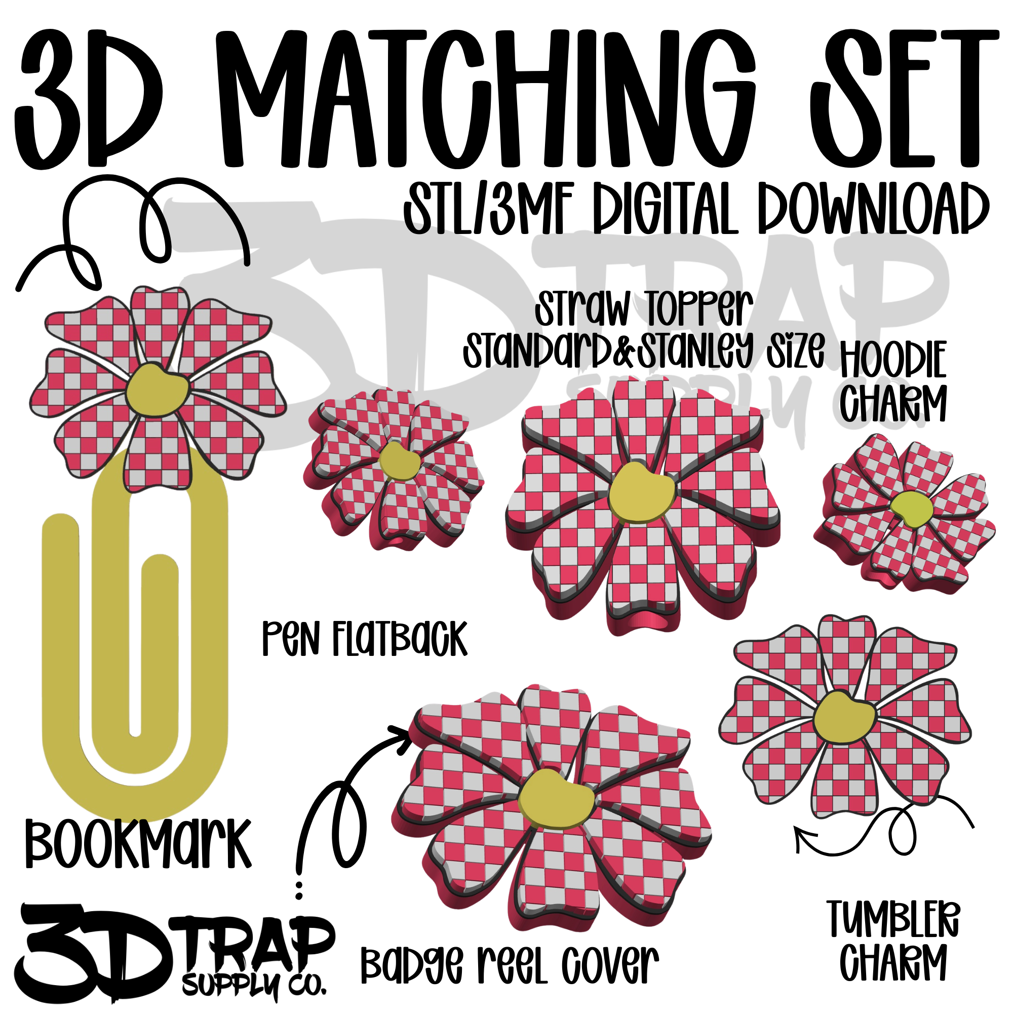 Checker Daisy 3D Matching Sets STL/3MF