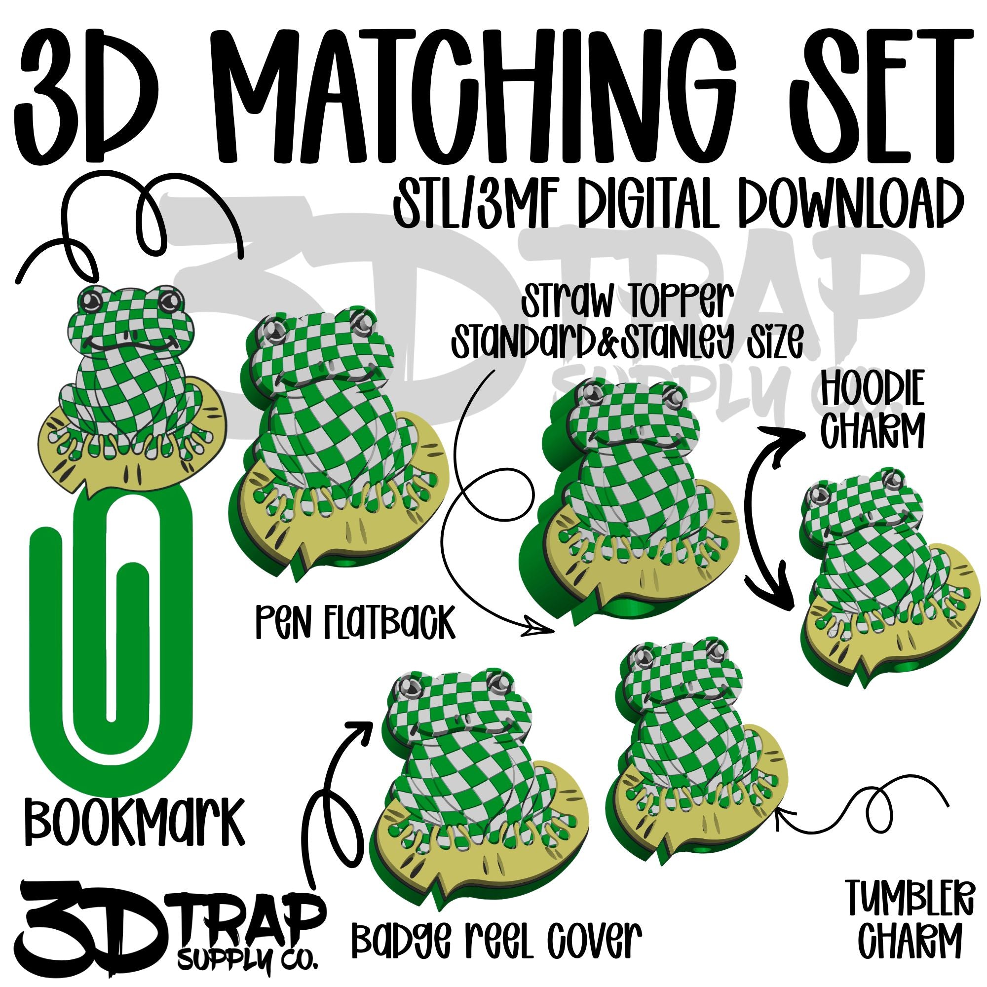Checker Frog  3D Matching Sets STL/3MF