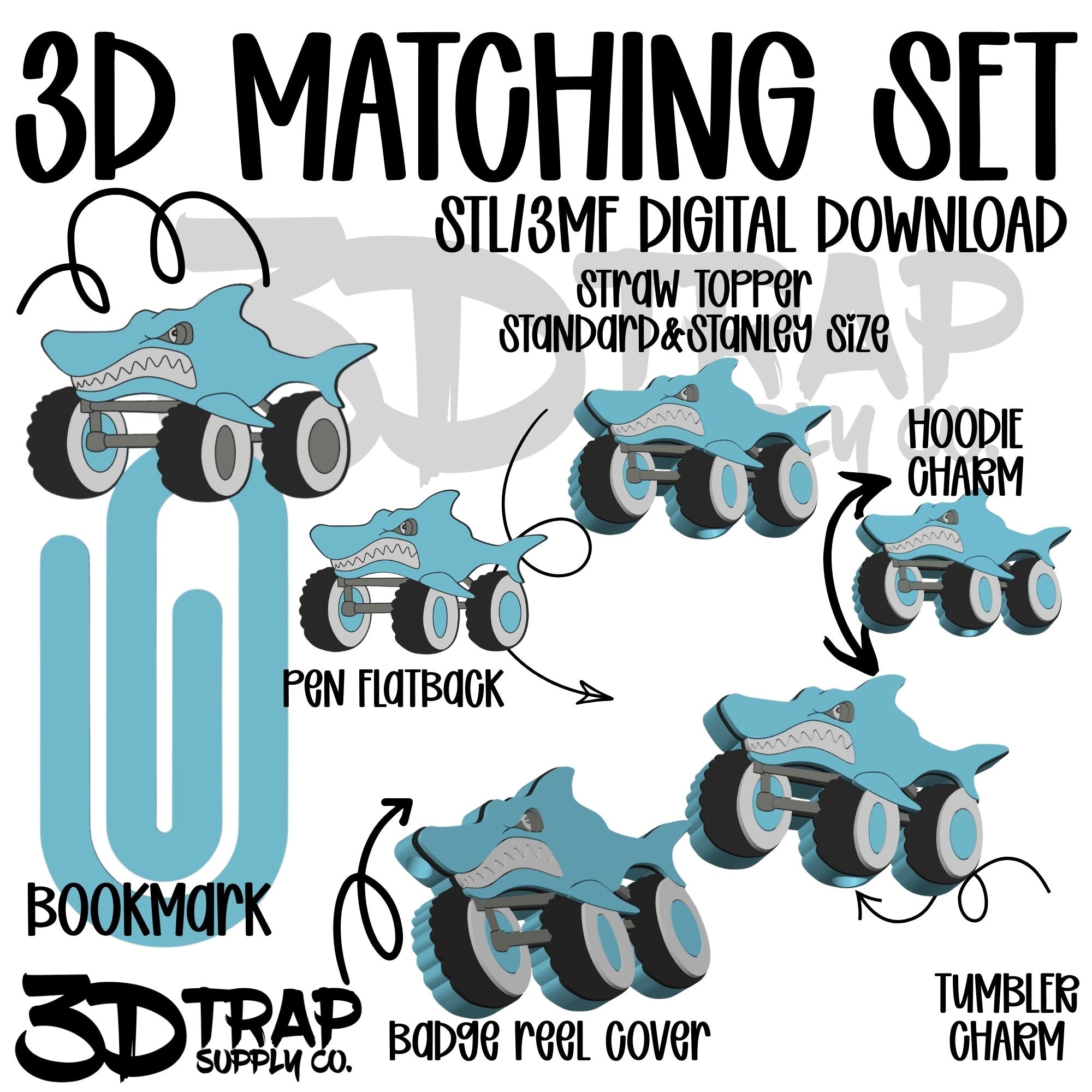 Shark Monster Truck 3D Matching Sets STL/3MF