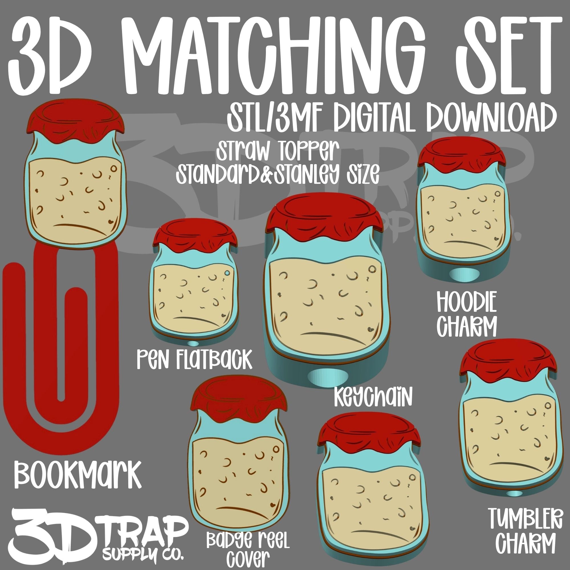 Sourdough Jar 3D Matching Sets STL/3MF