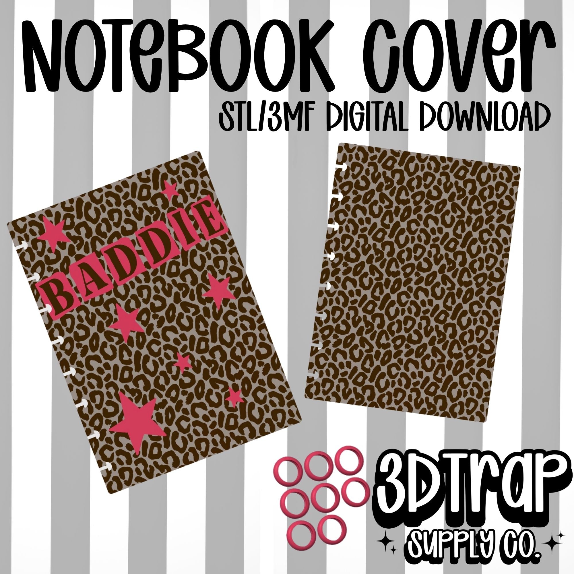 Baddie A5 Ring Notebook STL File | 3D Printable Notebook with Removable Rings