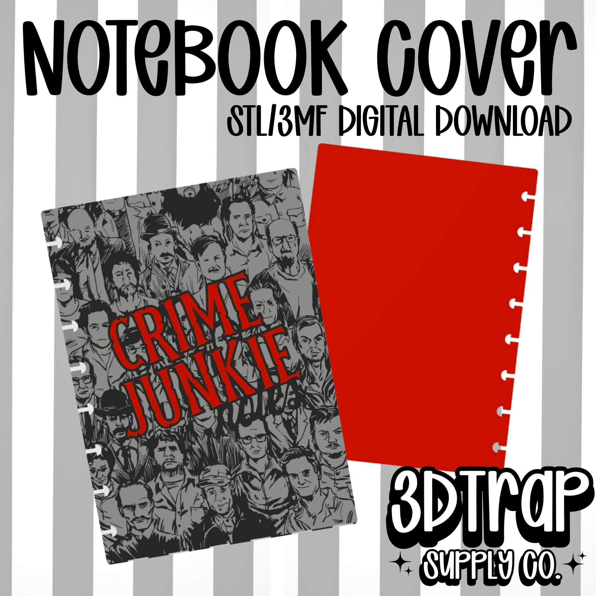 Crime Junkie A5 Ring Notebook STL File | 3D Printable Notebook with Removable Rings