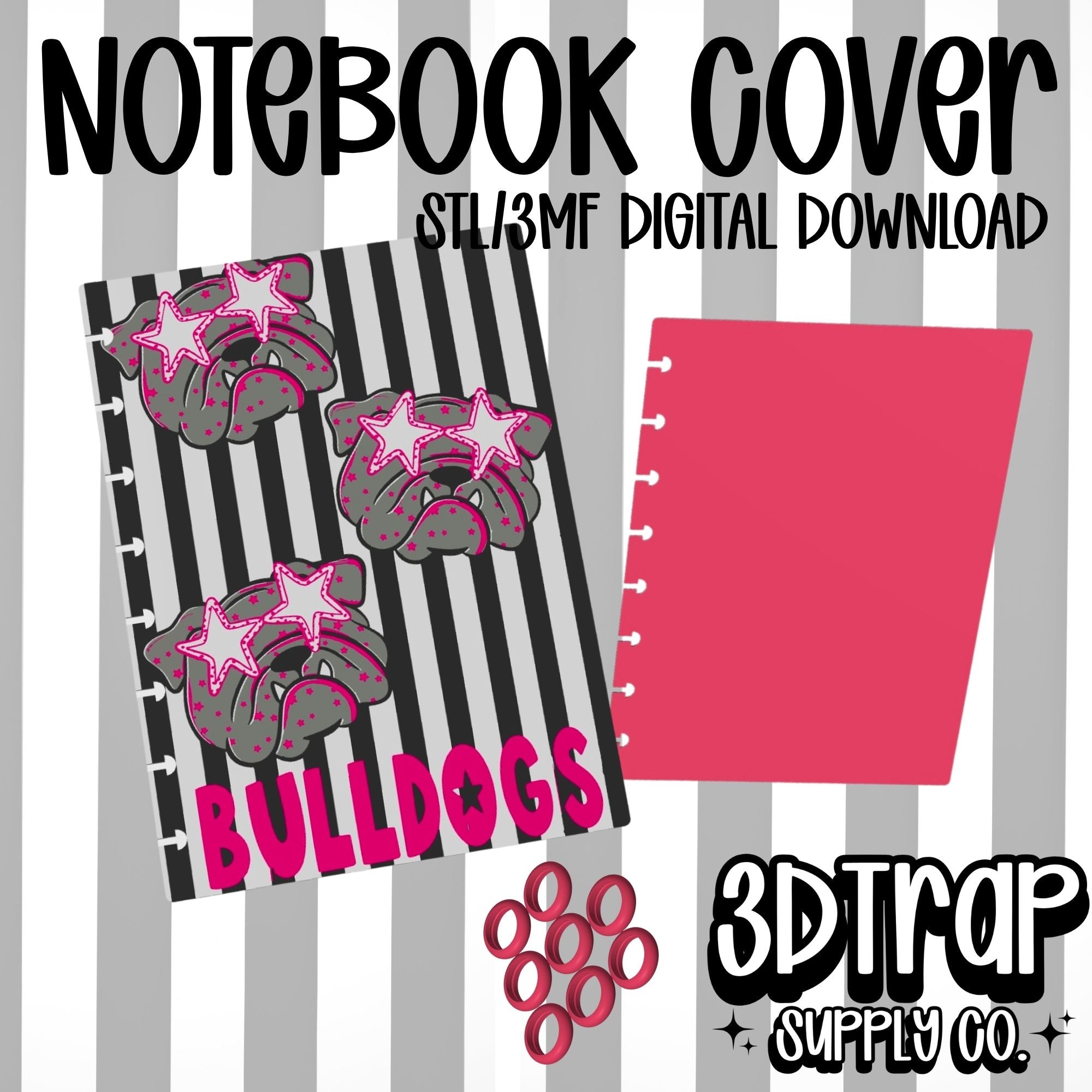 Bulldog A5 Ring Notebook STL File | 3D Printable Notebook with Removable Rings