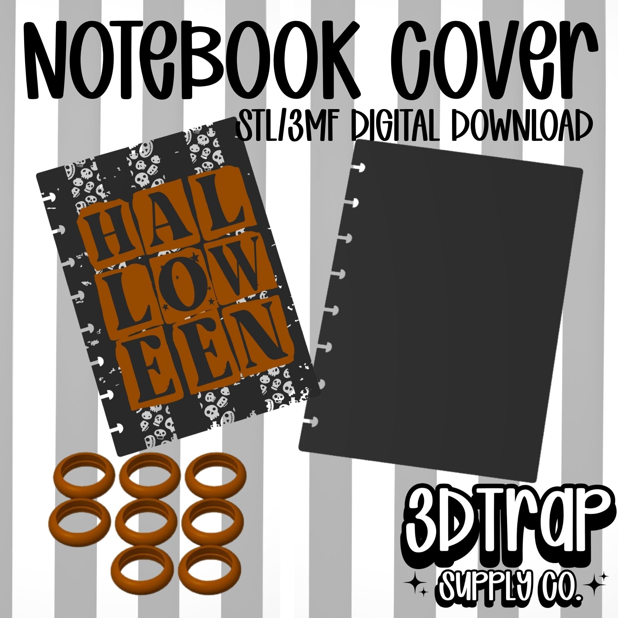Halloween A5 Ring Notebook STL File | 3D Printable Notebook with Removable Rings