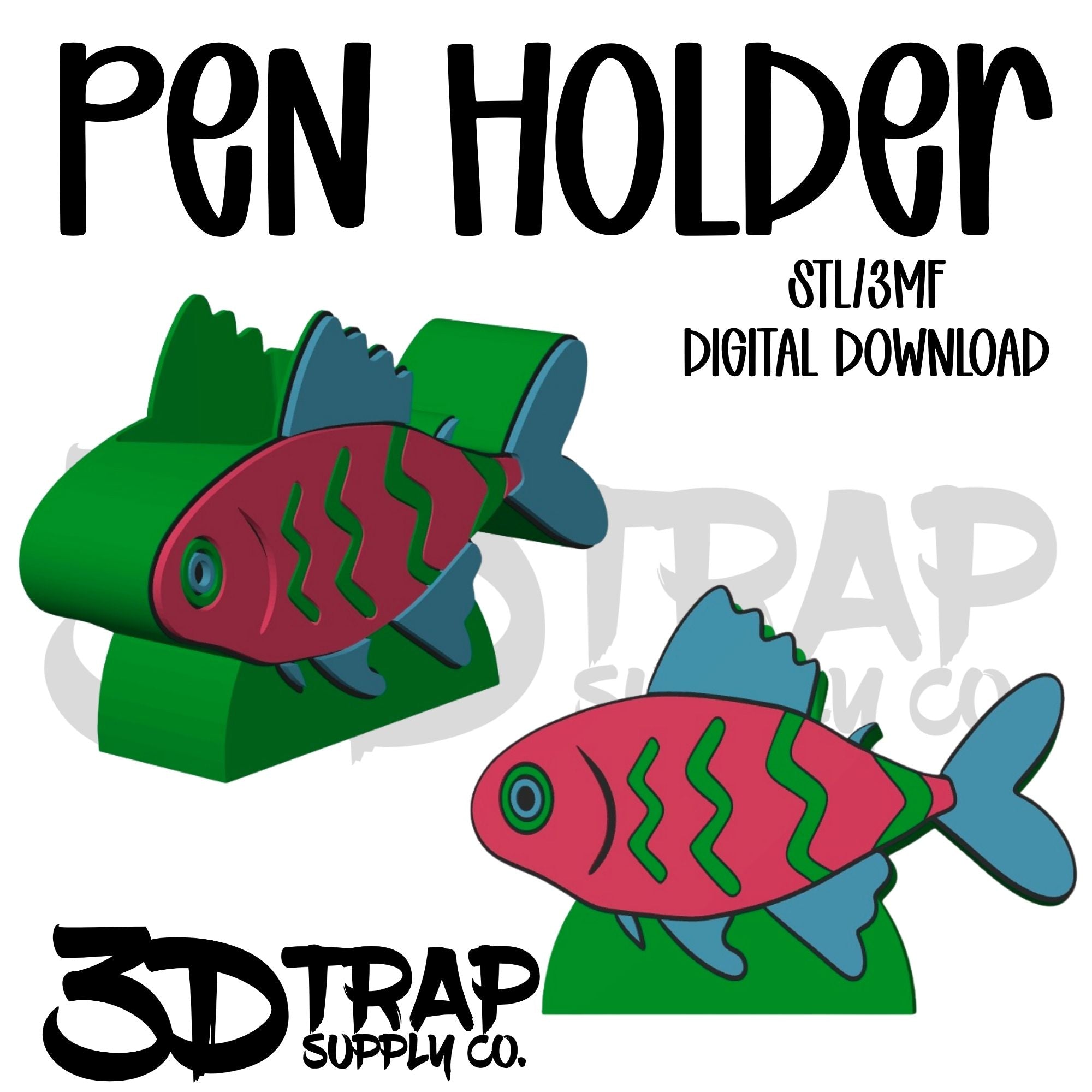 Neon Fish Pen Holder  STL/3MF
