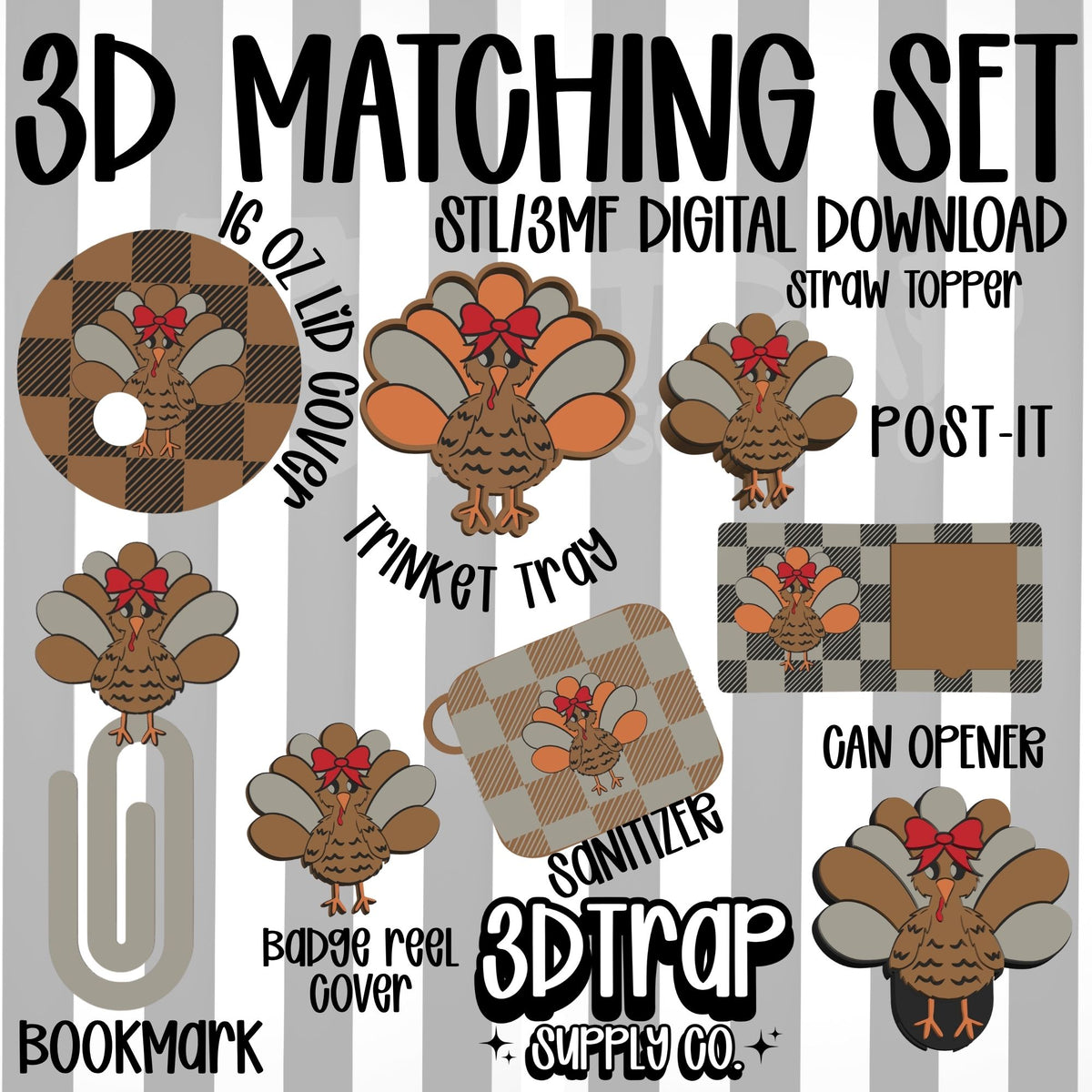 Turkey Set 3D Matching Sets STL/3MF
