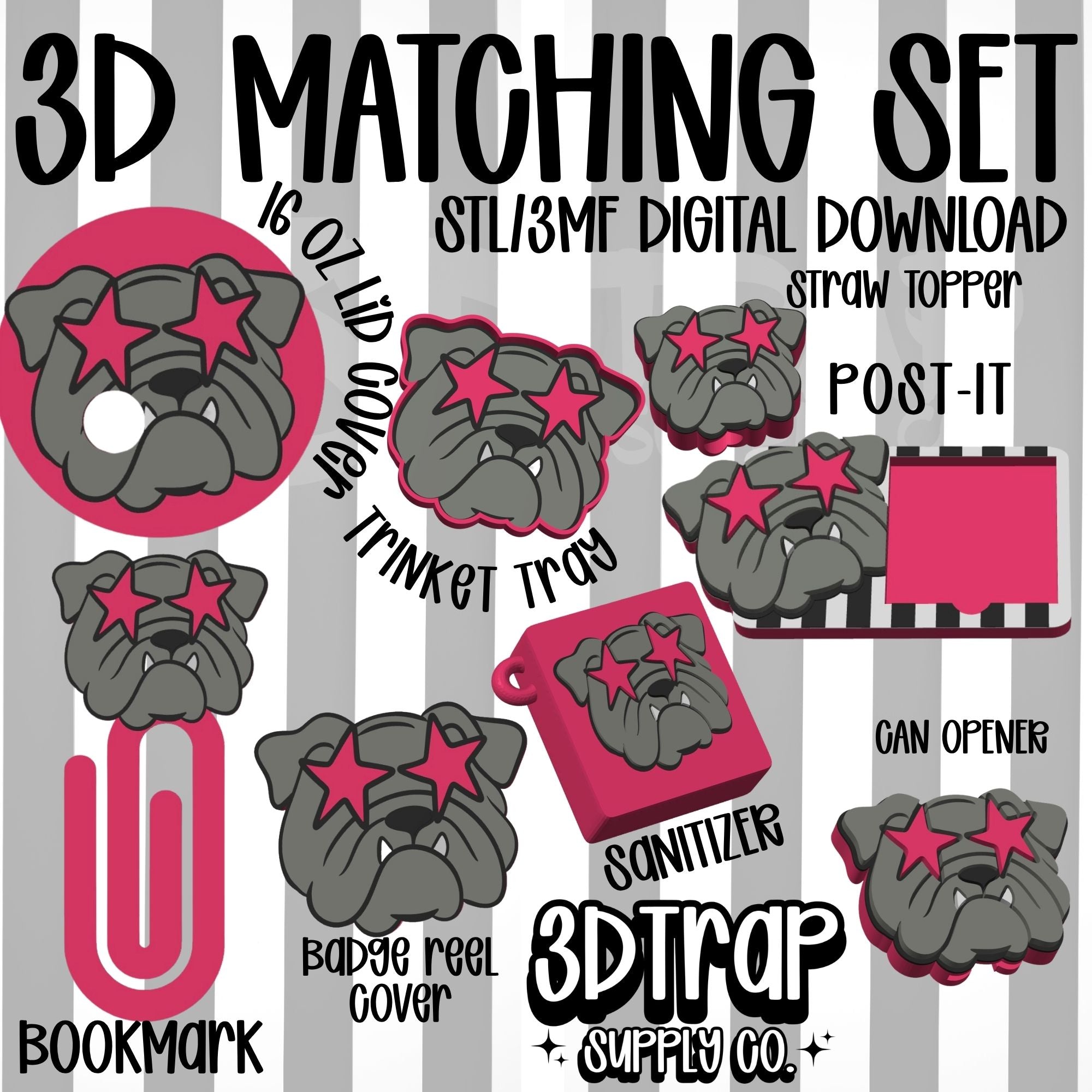 Bulldog Set 3D Matching Sets STL/3MF