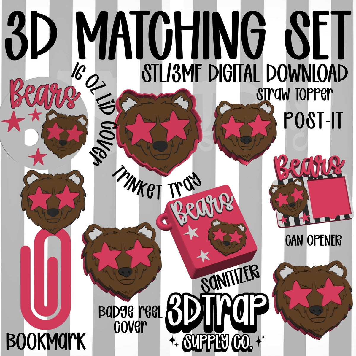 Bear Set 3D Matching Sets STL/3MF