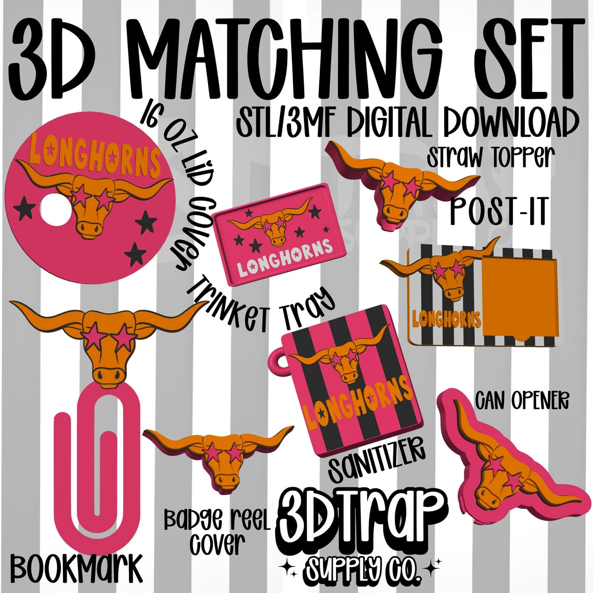 Longhorn Set 3D Matching Sets STL/3MF