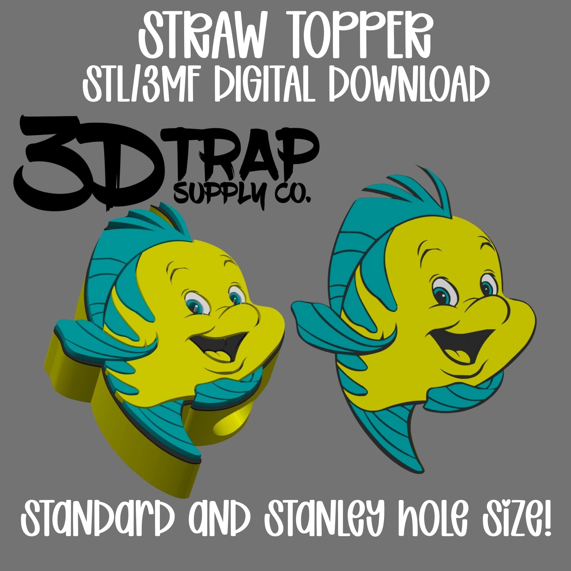 Yellow Fish Straw topper STL/3MF