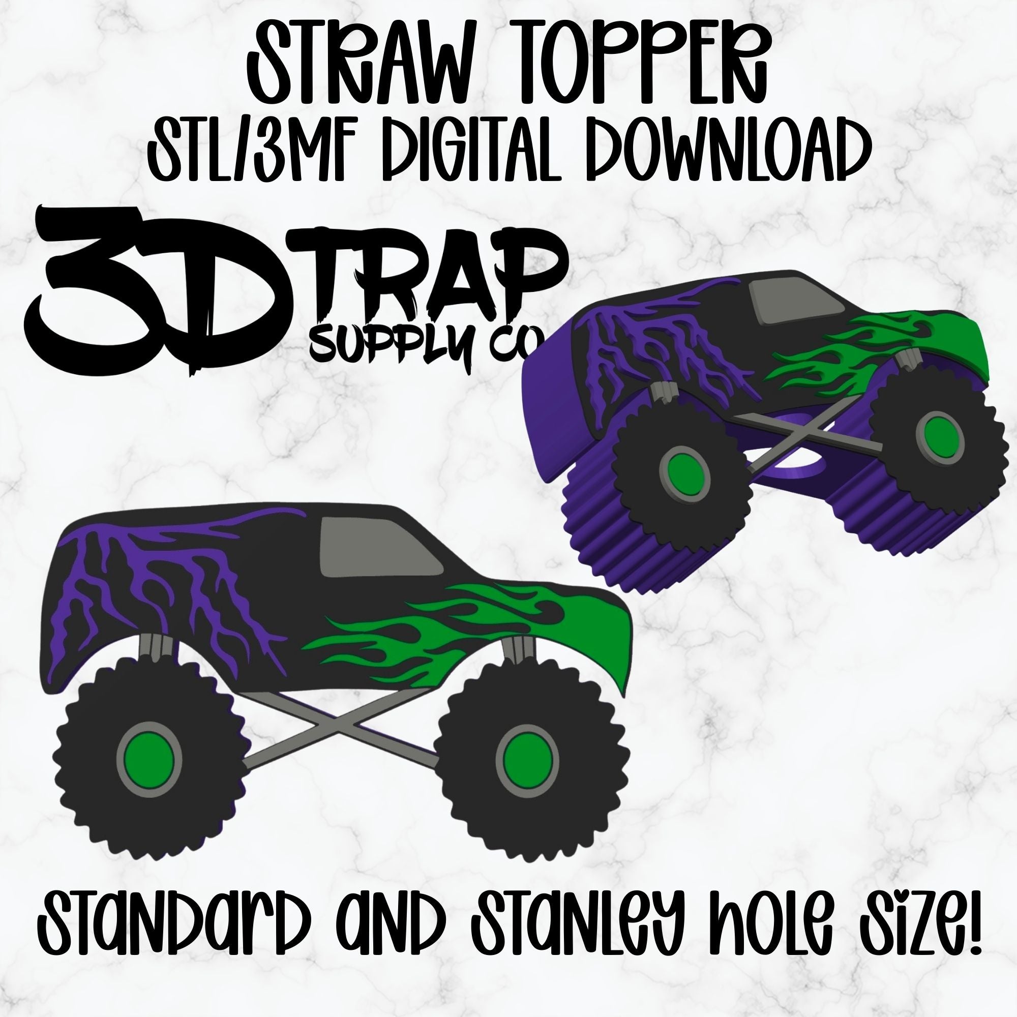 Monster Truck Straw topper STL/3MF