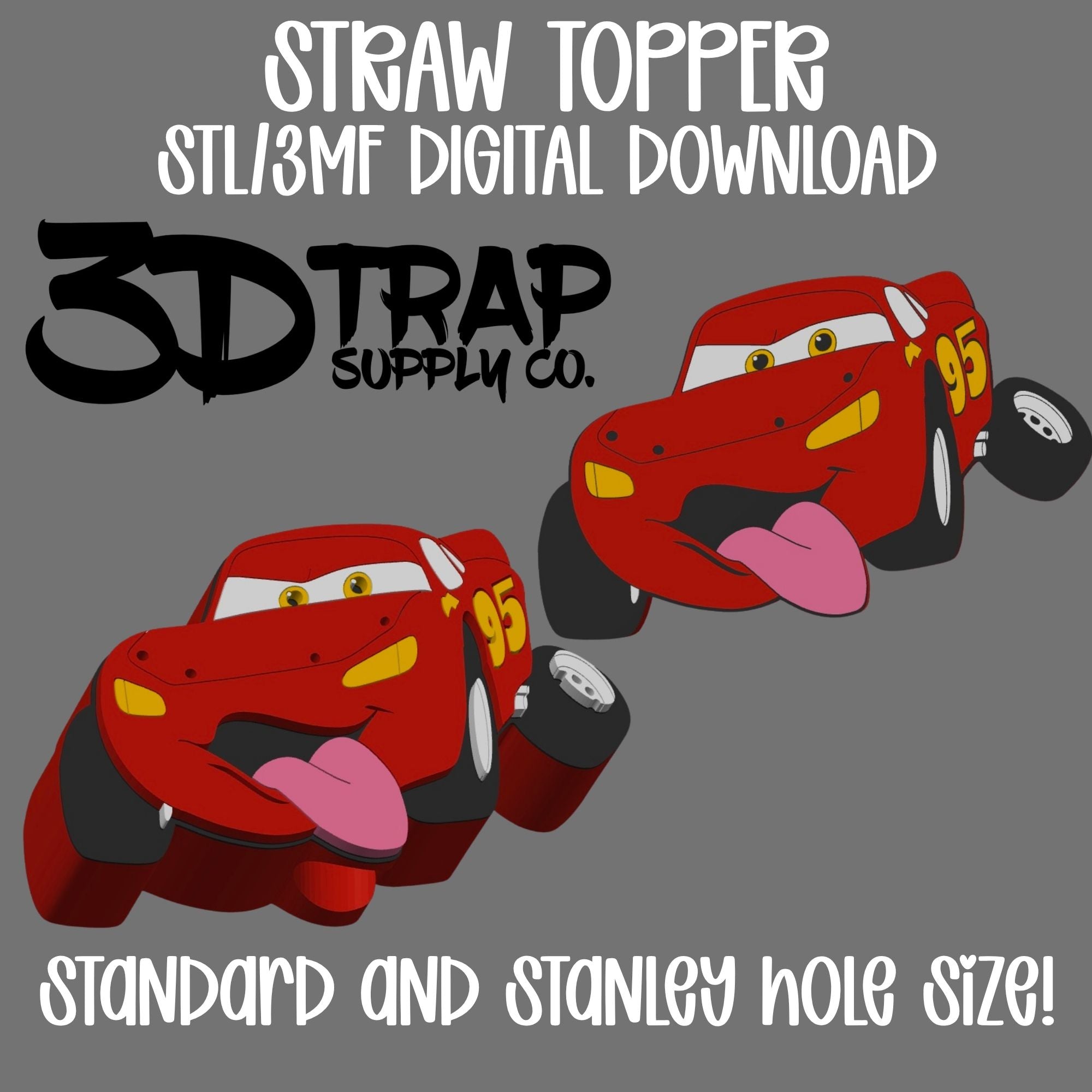 Red Race car Straw topper STL/3MF
