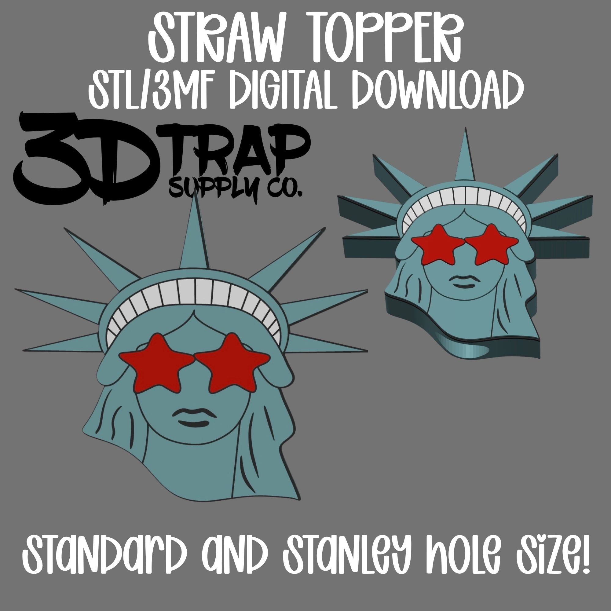 Lady Liberty Straw topper STL/3MF
