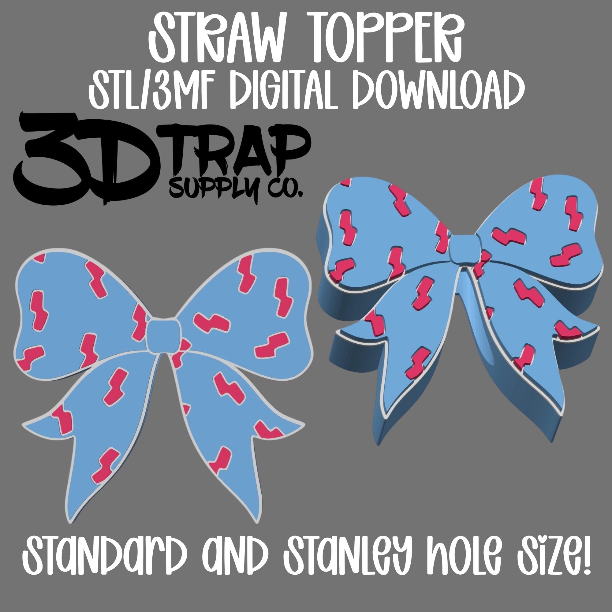 90'S Bow Straw topper STL/3MF