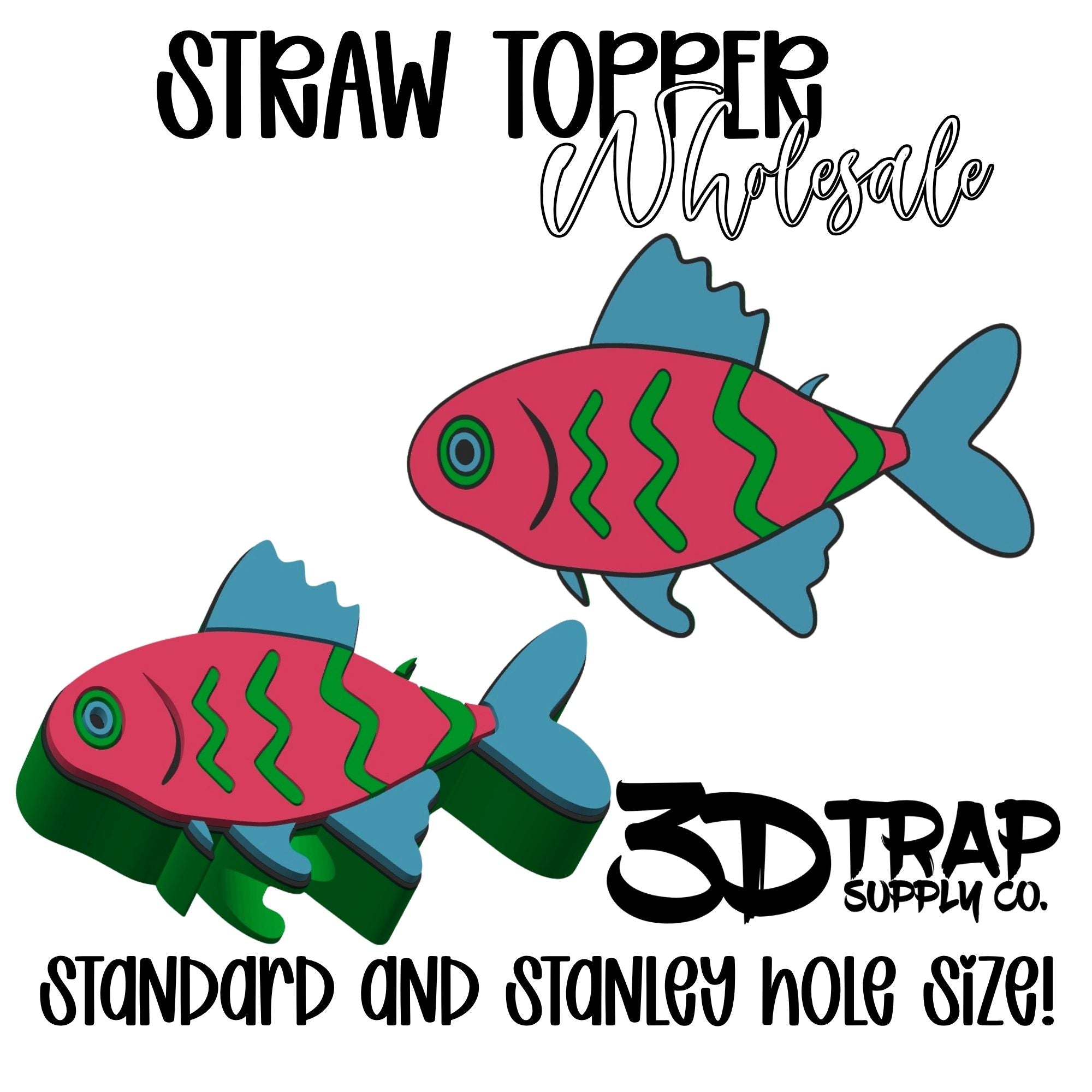 Neon Fish Straw topper Wholesale