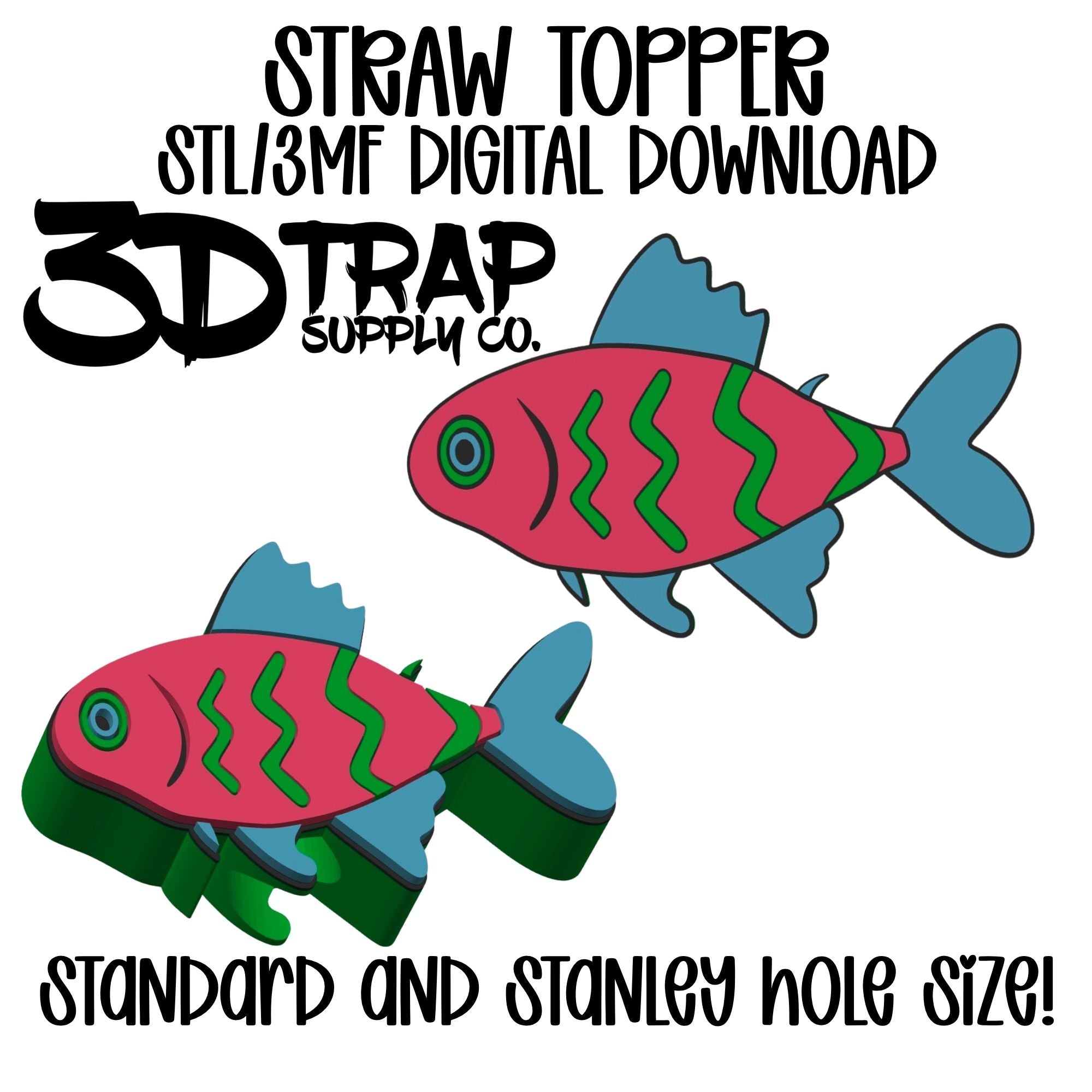 Neon Fish Straw topper STL/3MF