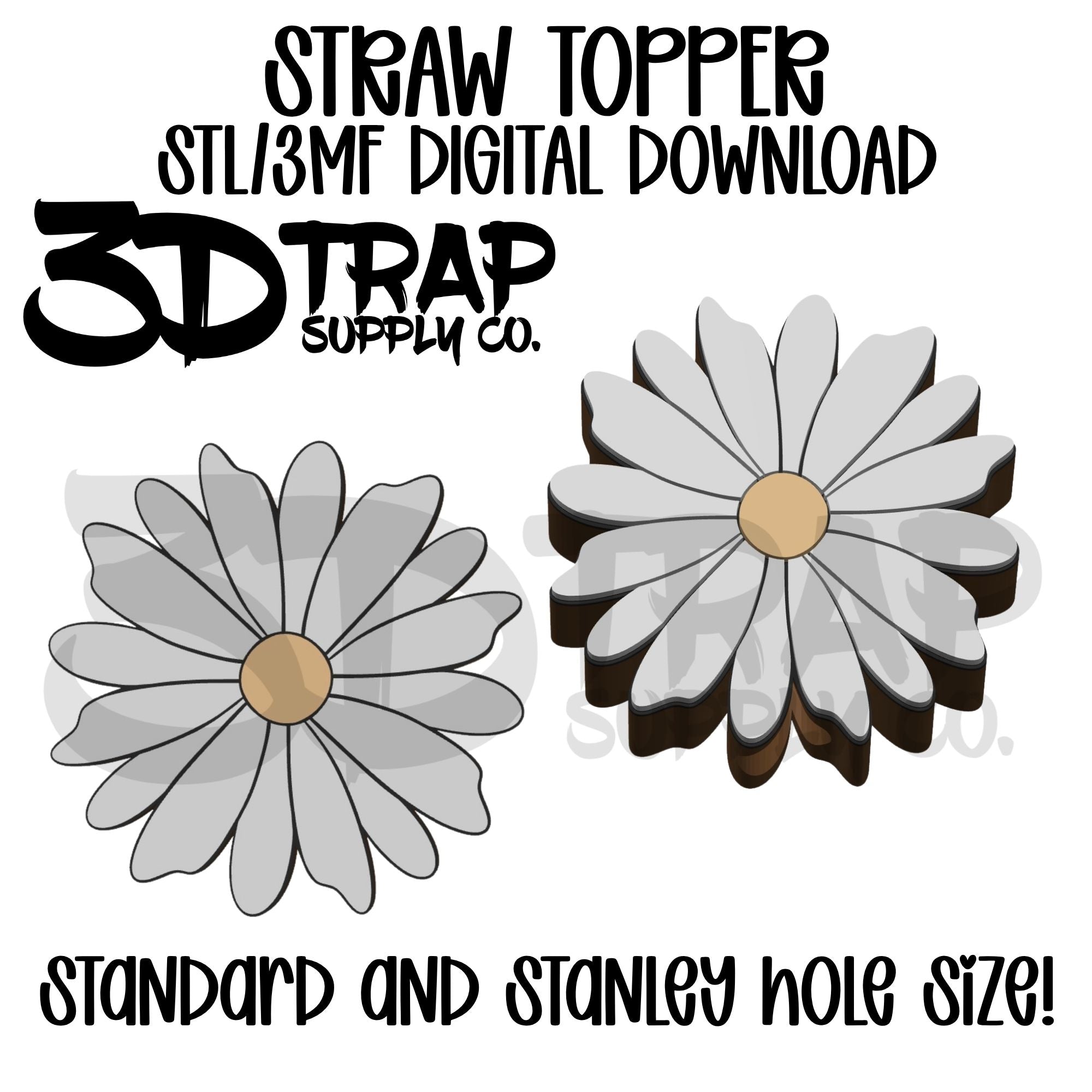 Daisy Straw topper STL/3MF