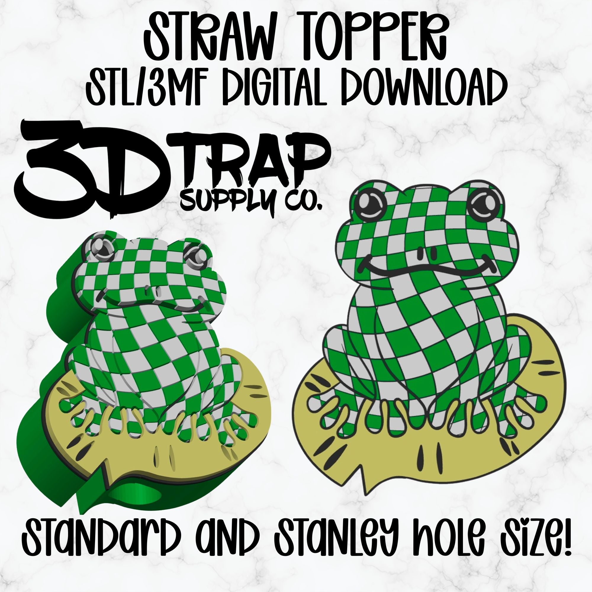 Checker Frog  Straw topper STL/3MF
