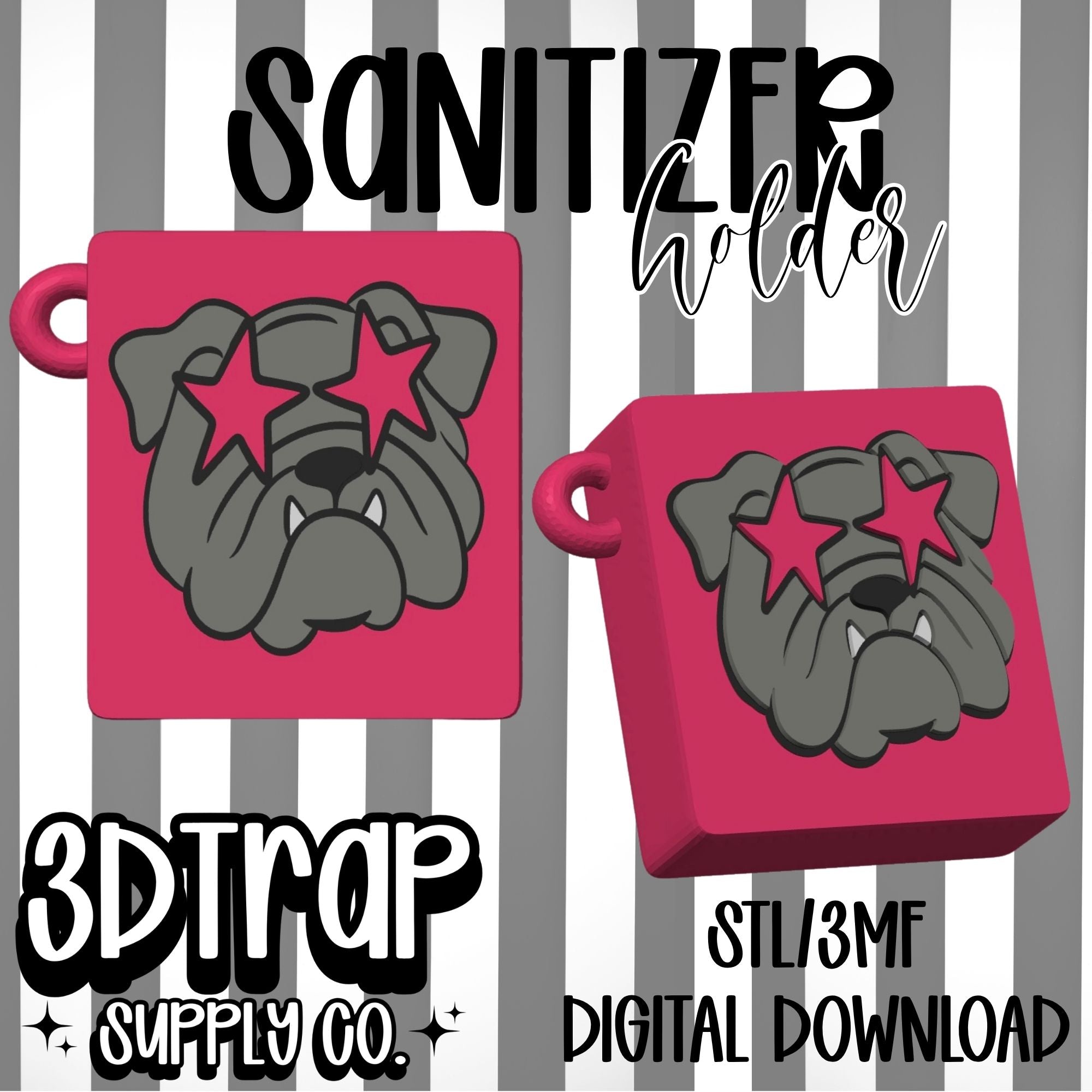 Bulldog Hand Sanitizer Holder STL & 3MF Digital File