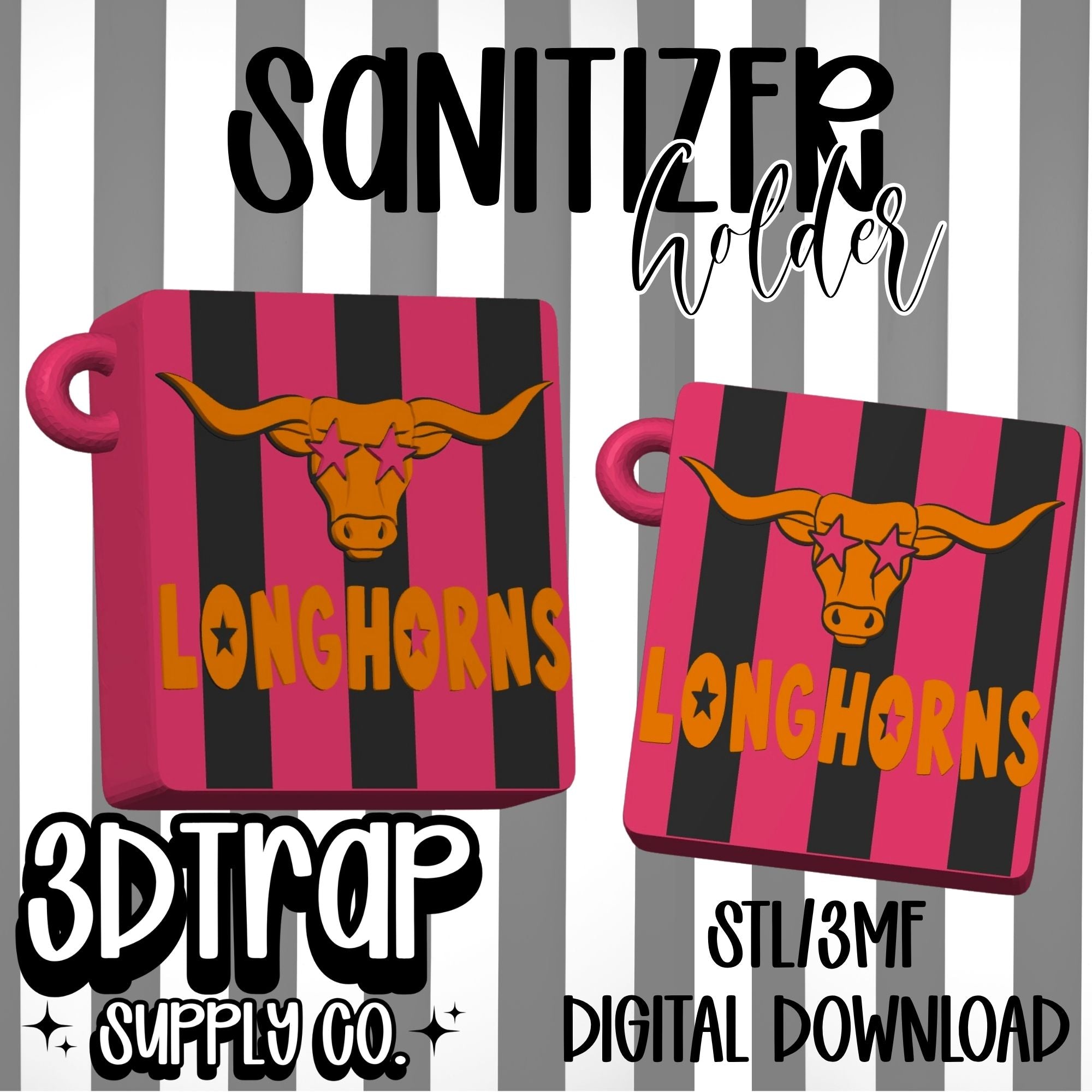 Longhorn Hand Sanitizer Holder STL & 3MF Digital File