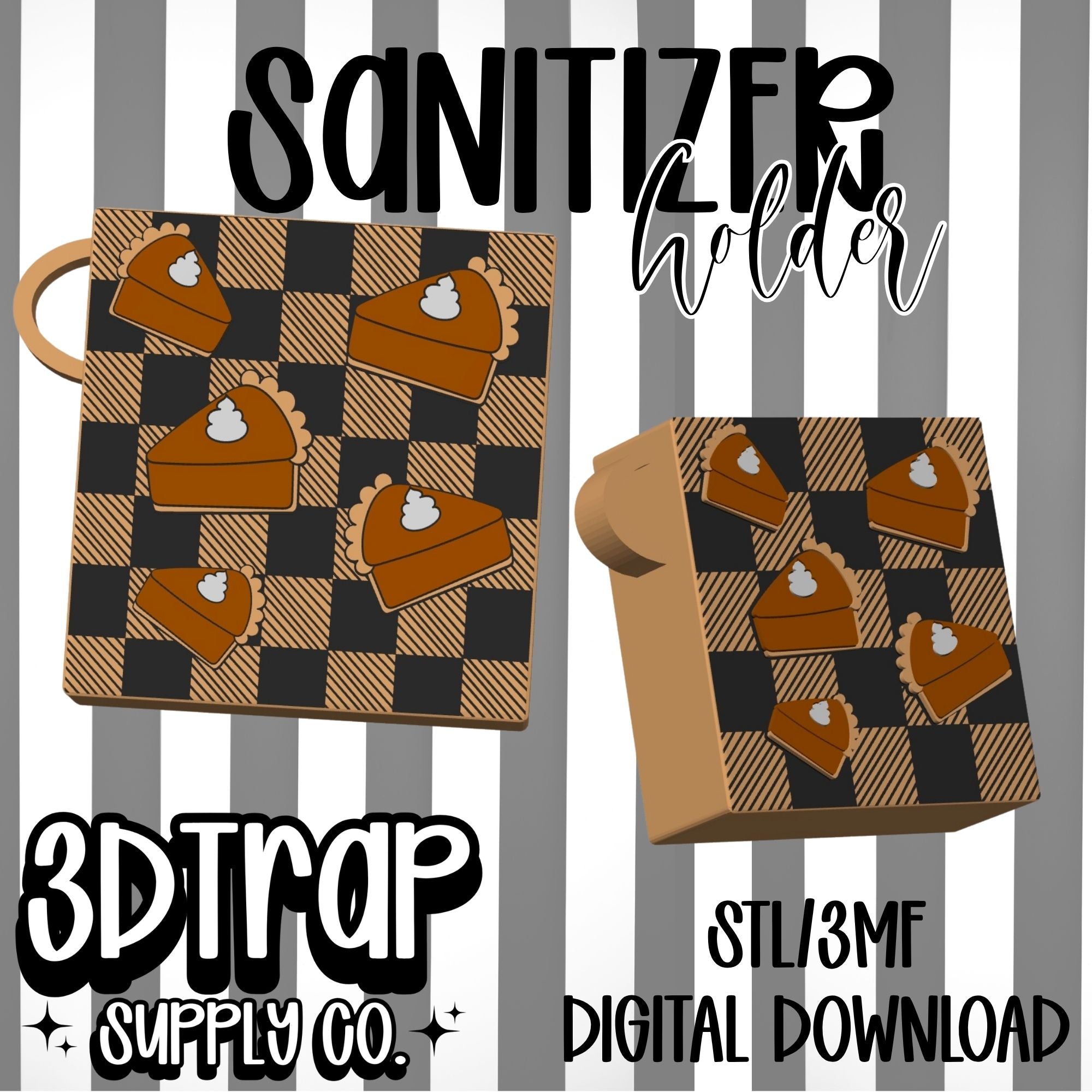 Pumpkin Pie  Hand Sanitizer Holder STL & 3MF Digital File