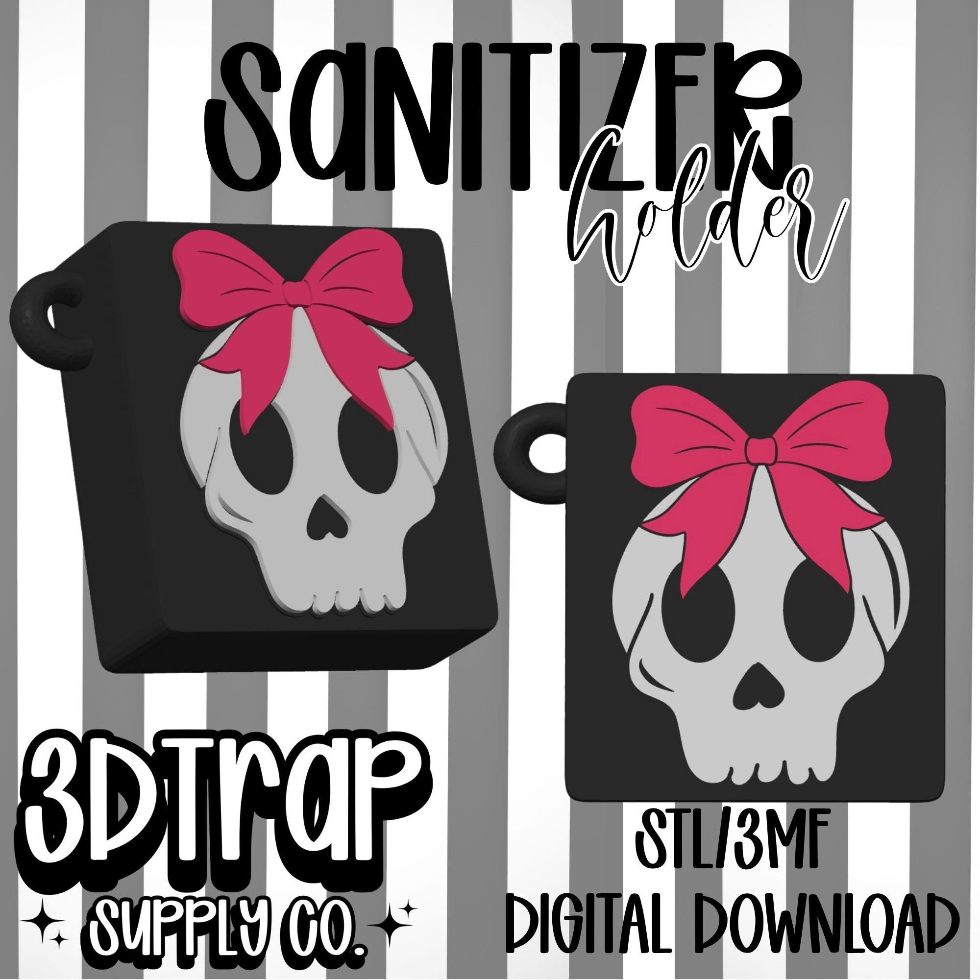 Skull Scent Theory Hand Sanitizer Holder STL & 3MF Digital File