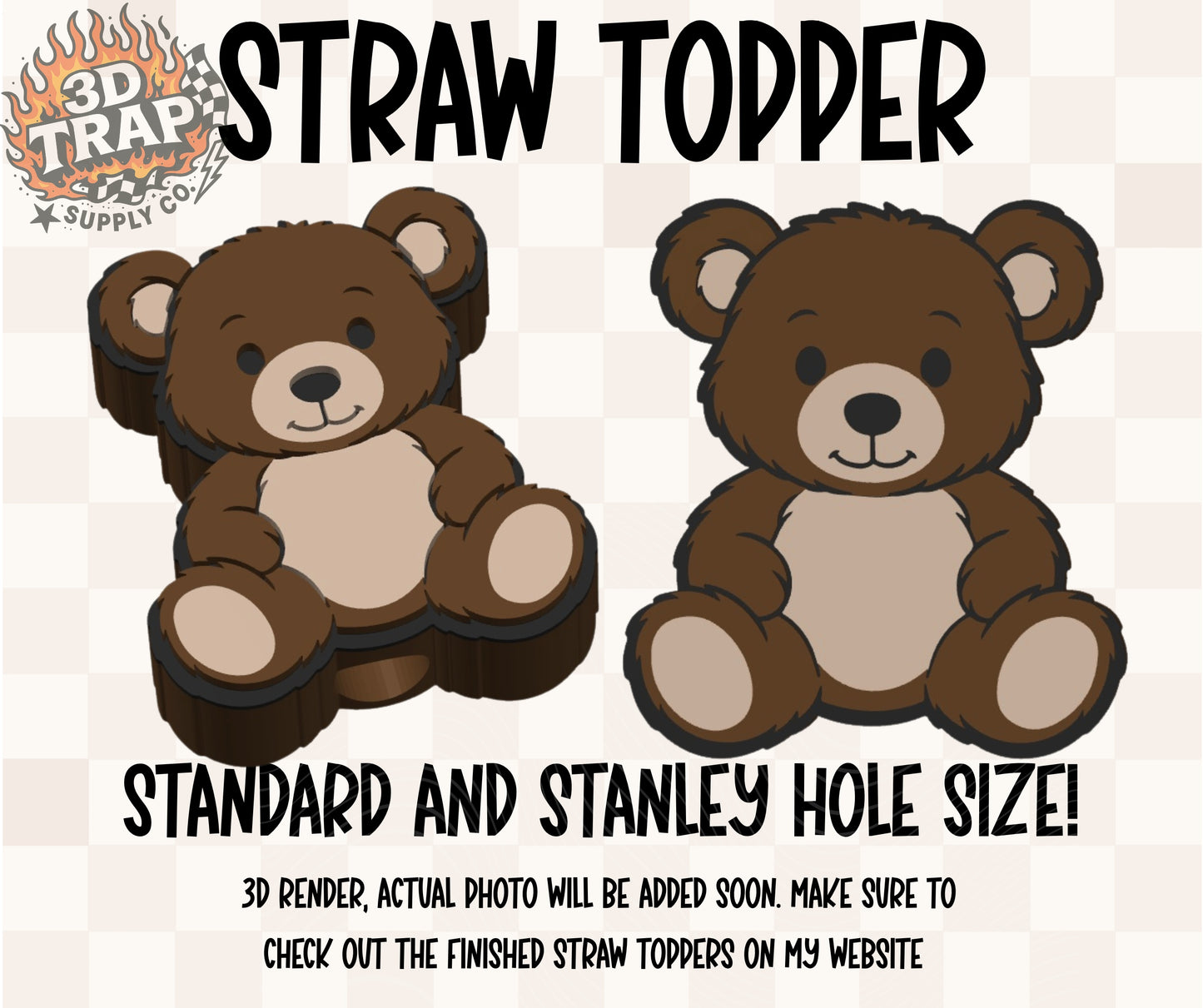 Teddy Bear  Straw Topper