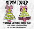 Cute Christmas Tree Stripe bow straw topper