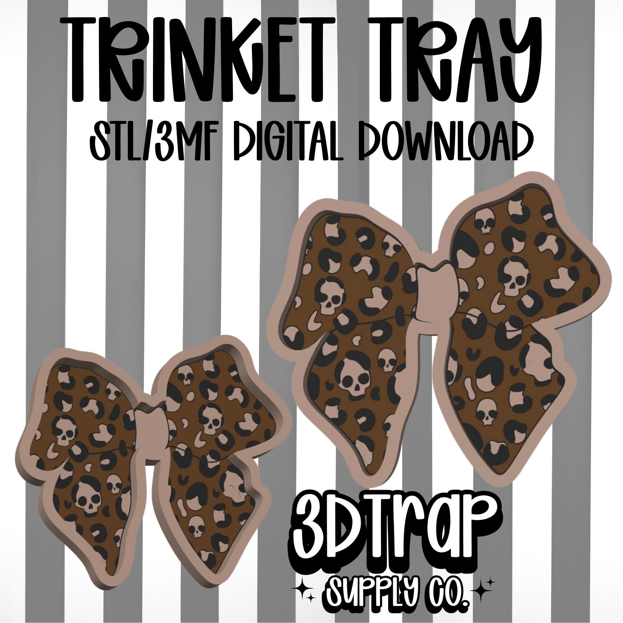 Cheetah Skull Bow  Trinket Tray STL/3MF