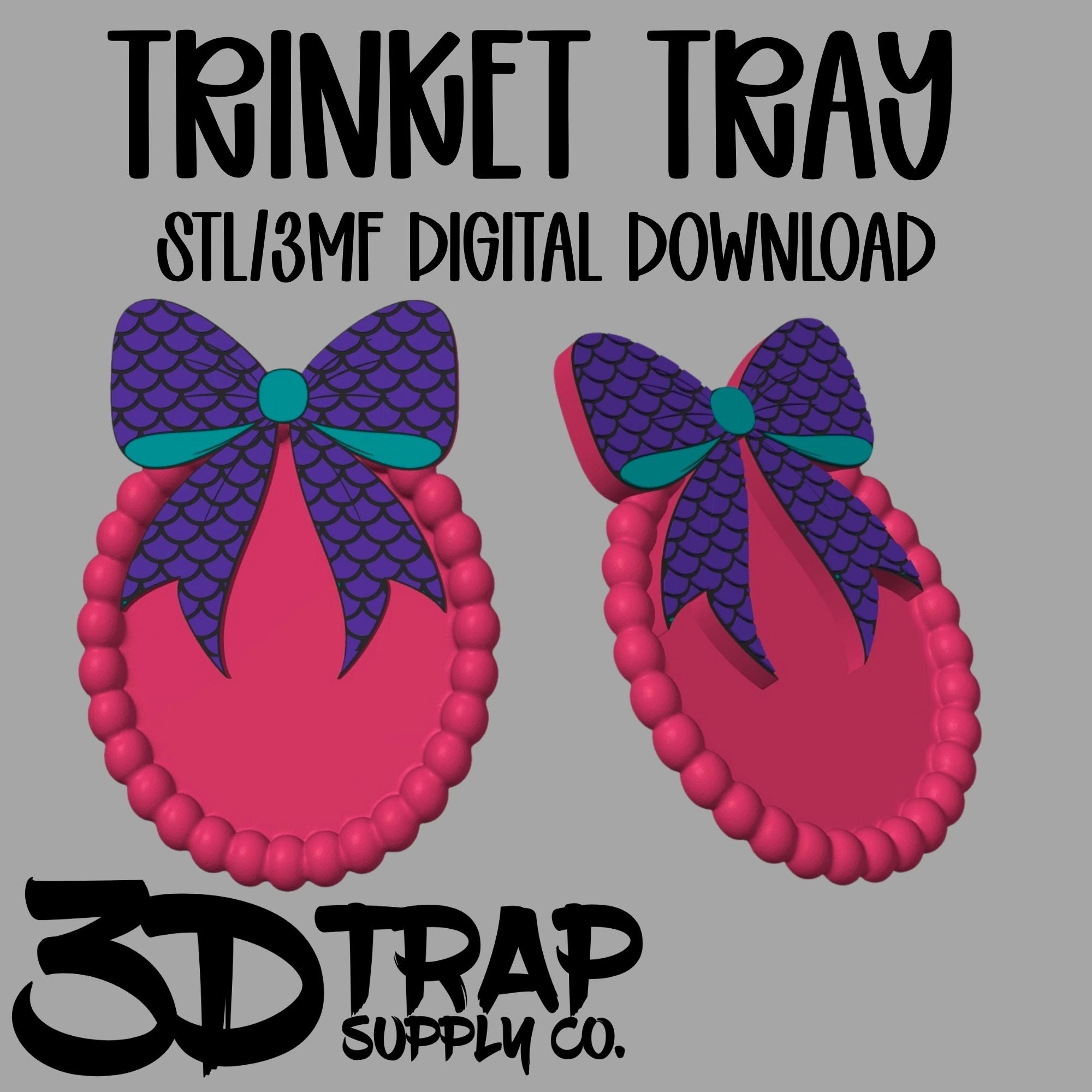 Mermaid Bow Trinket Tray STL/3MF