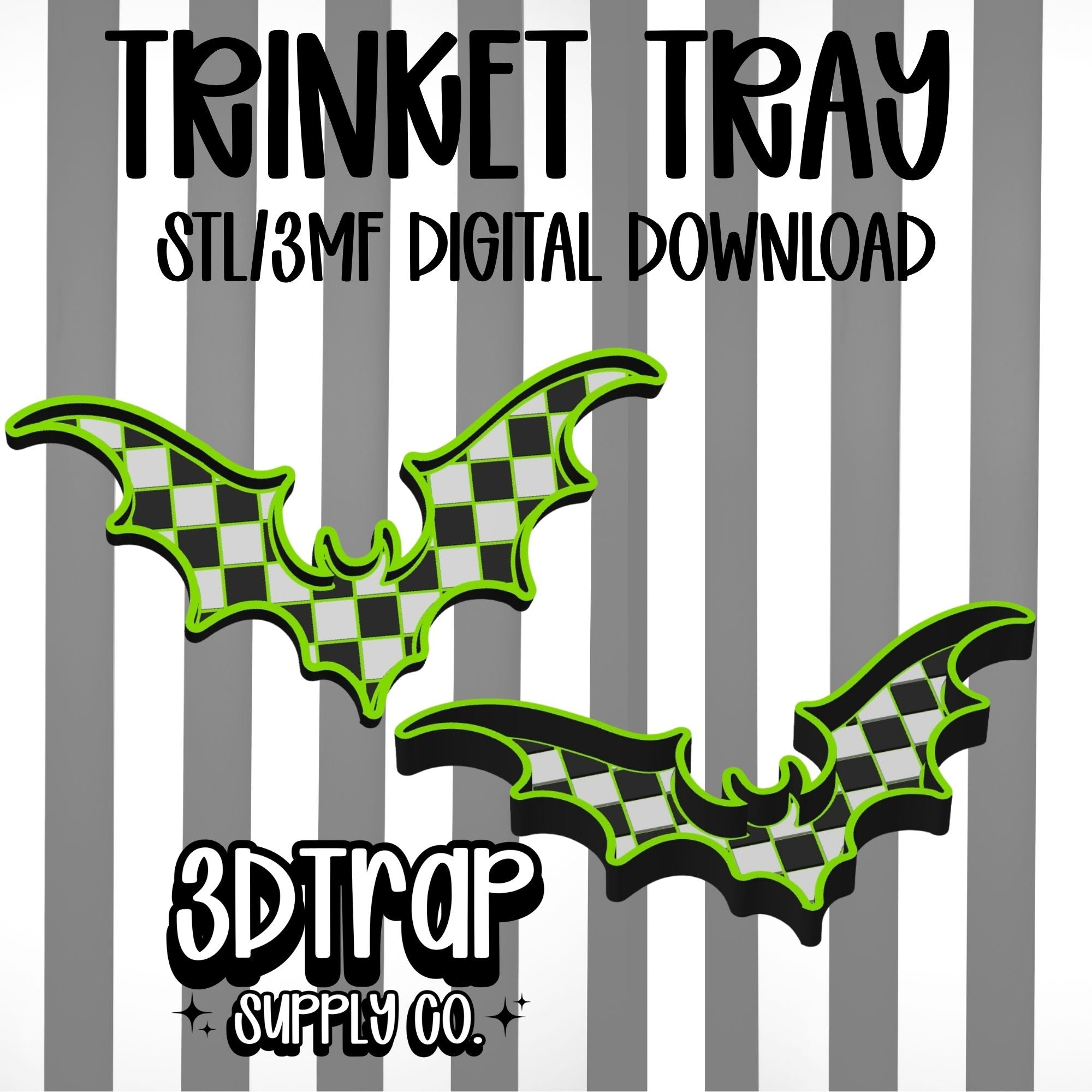 Checker Bat Trinket Tray STL/3MF