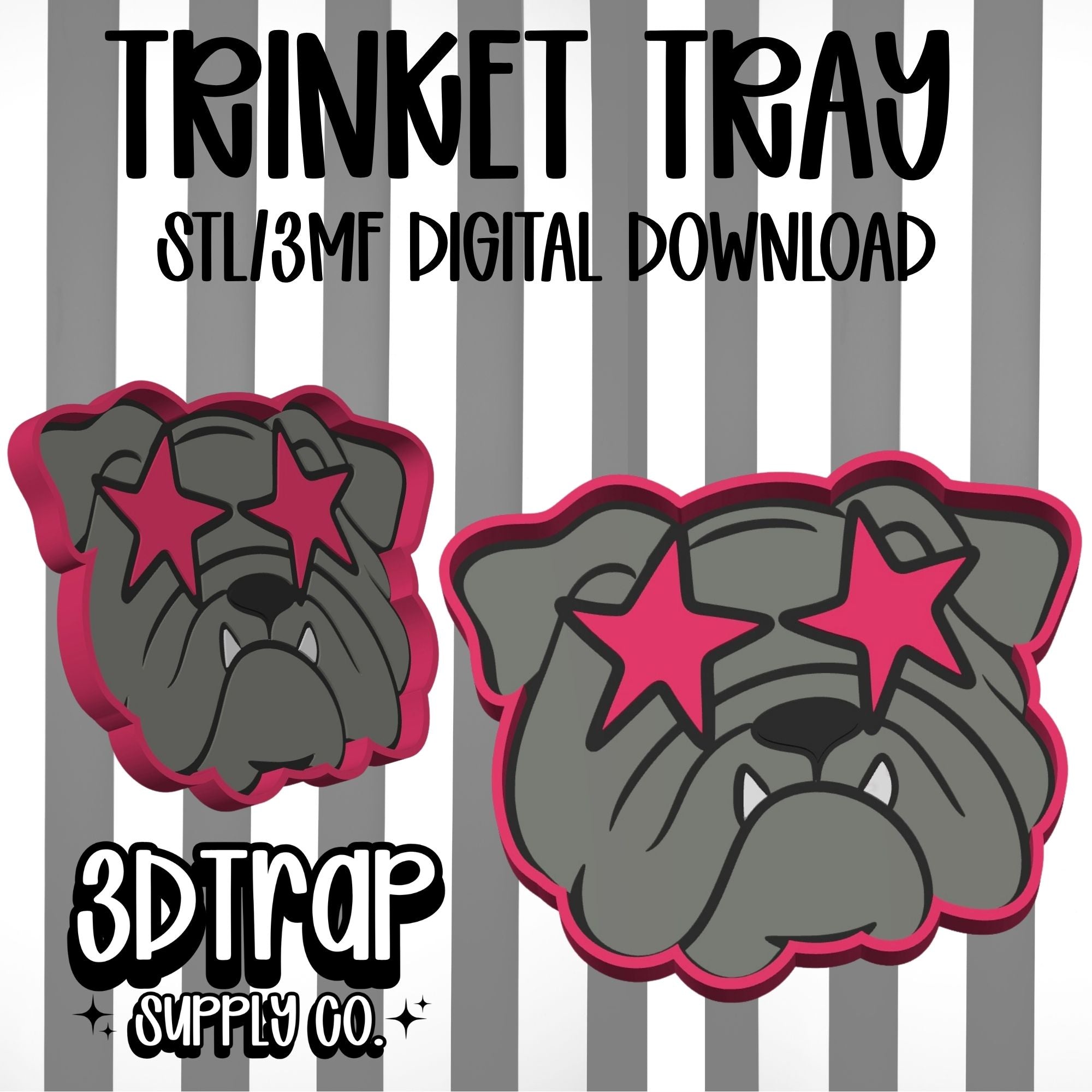 Bulldog Trinket Tray STL/3MF