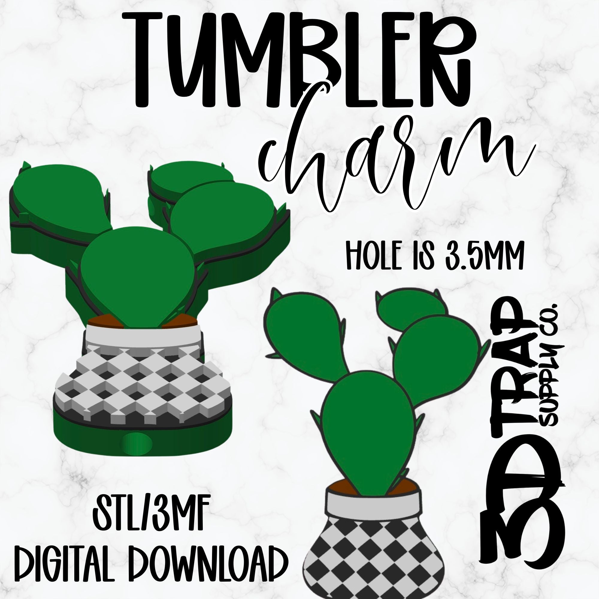 Cactus Tumbler Charm STL/3MF