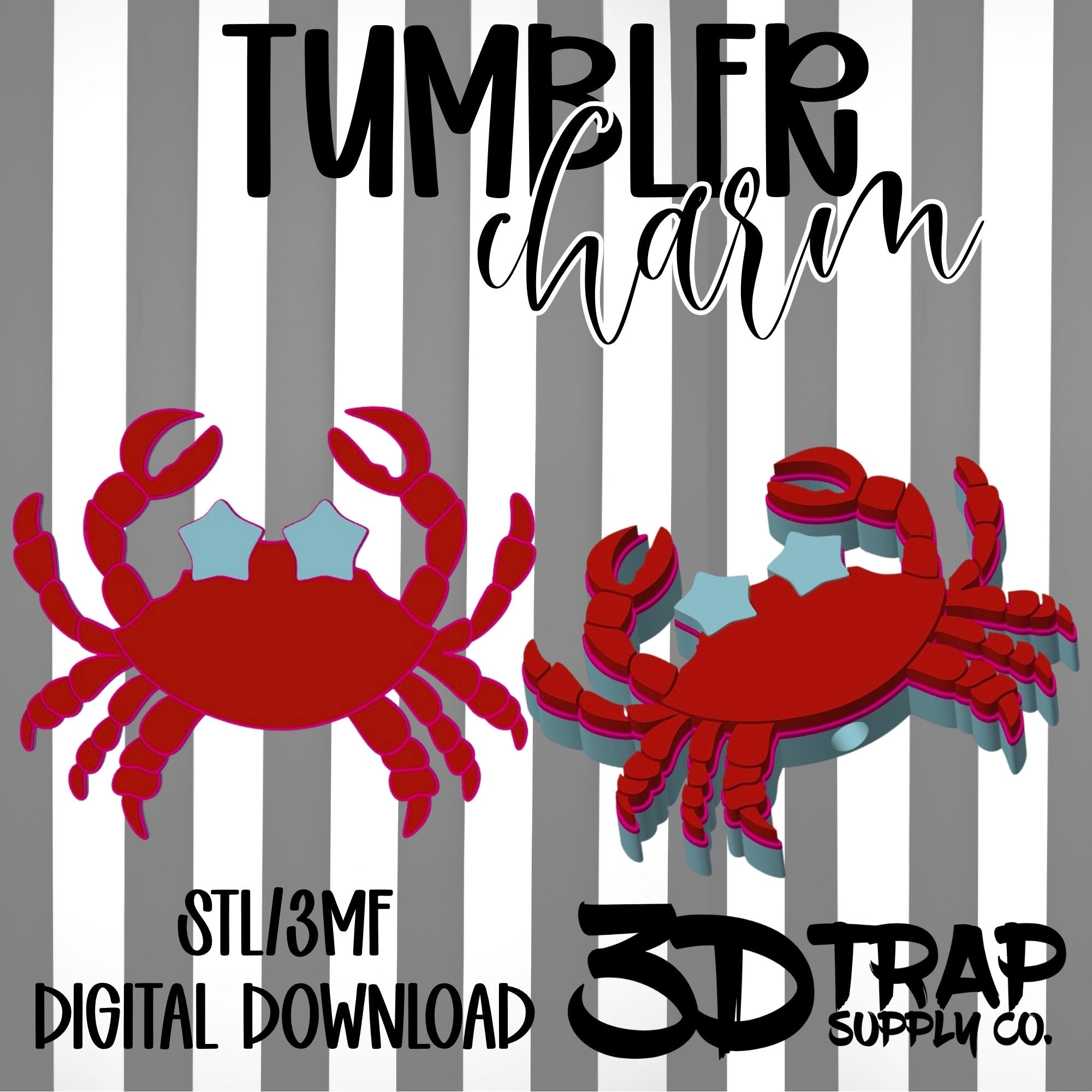 Crab Tumbler Charm STL/3MF