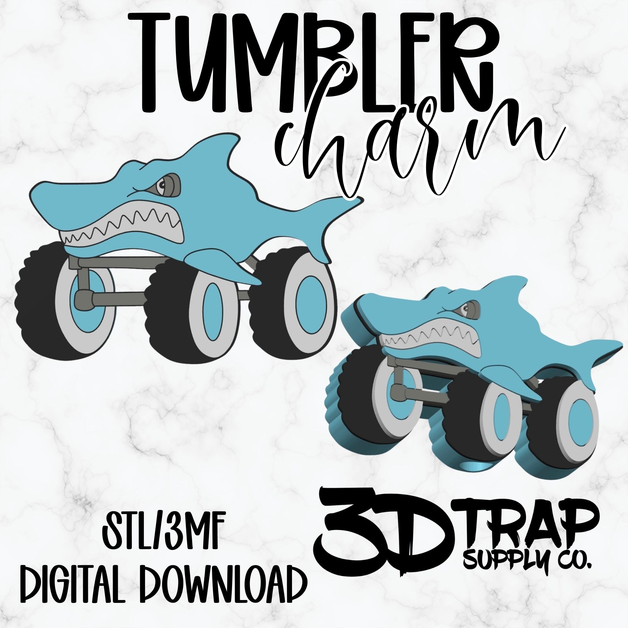 Shark Monster Truck Charm STL/3MF