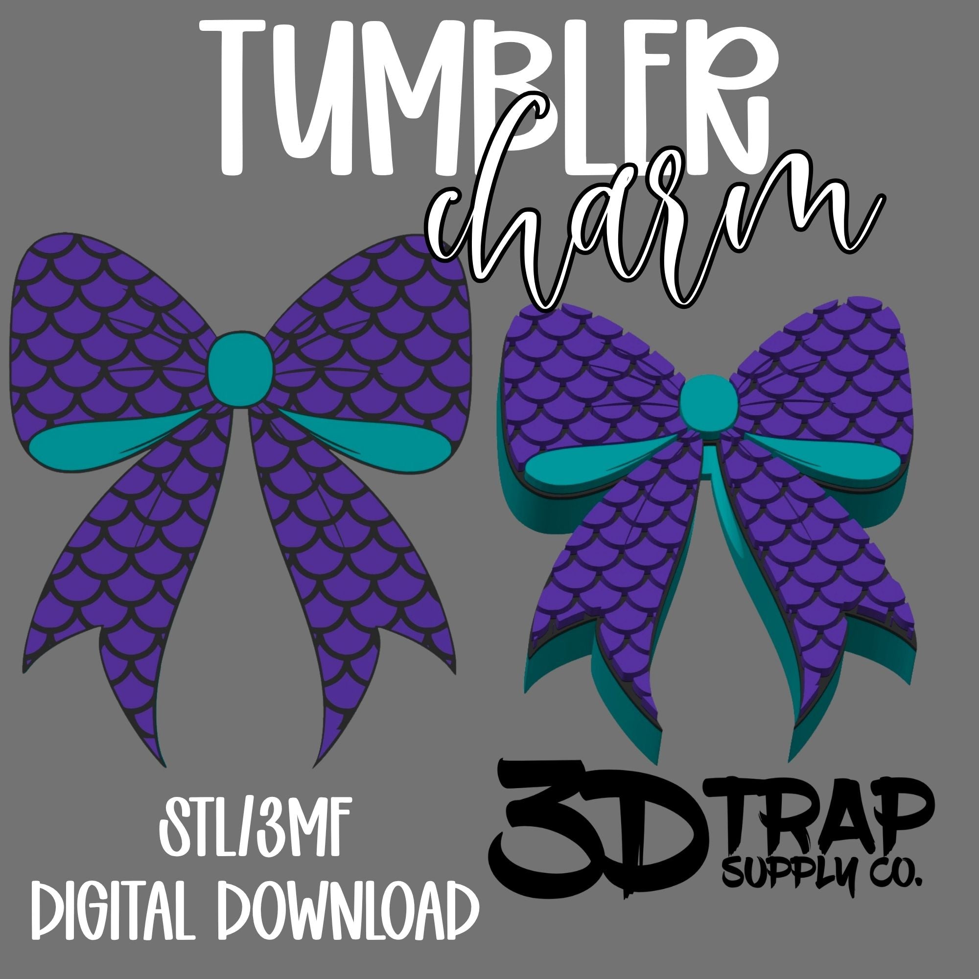 Mermaid Bow  Tumbler Charm STL/3MF