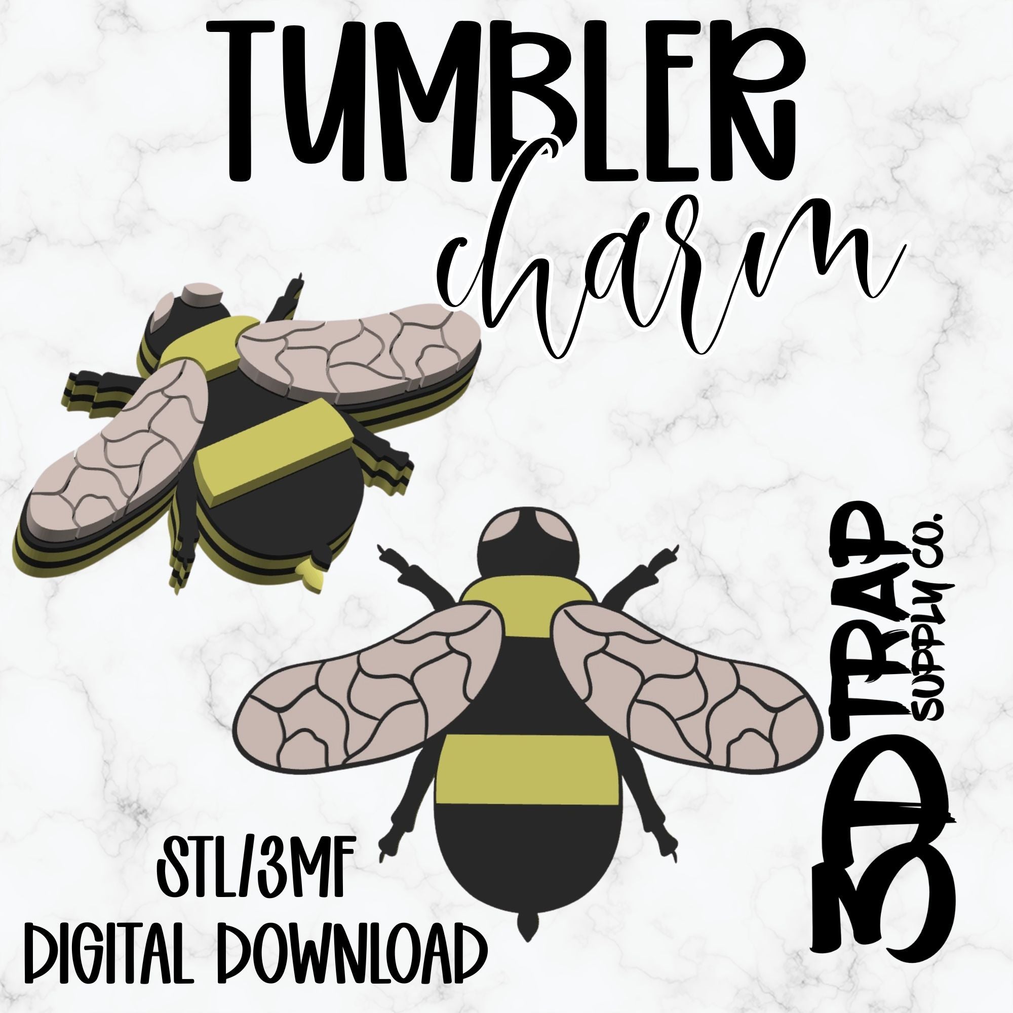 Bee Tumbler Charm STL/3MF