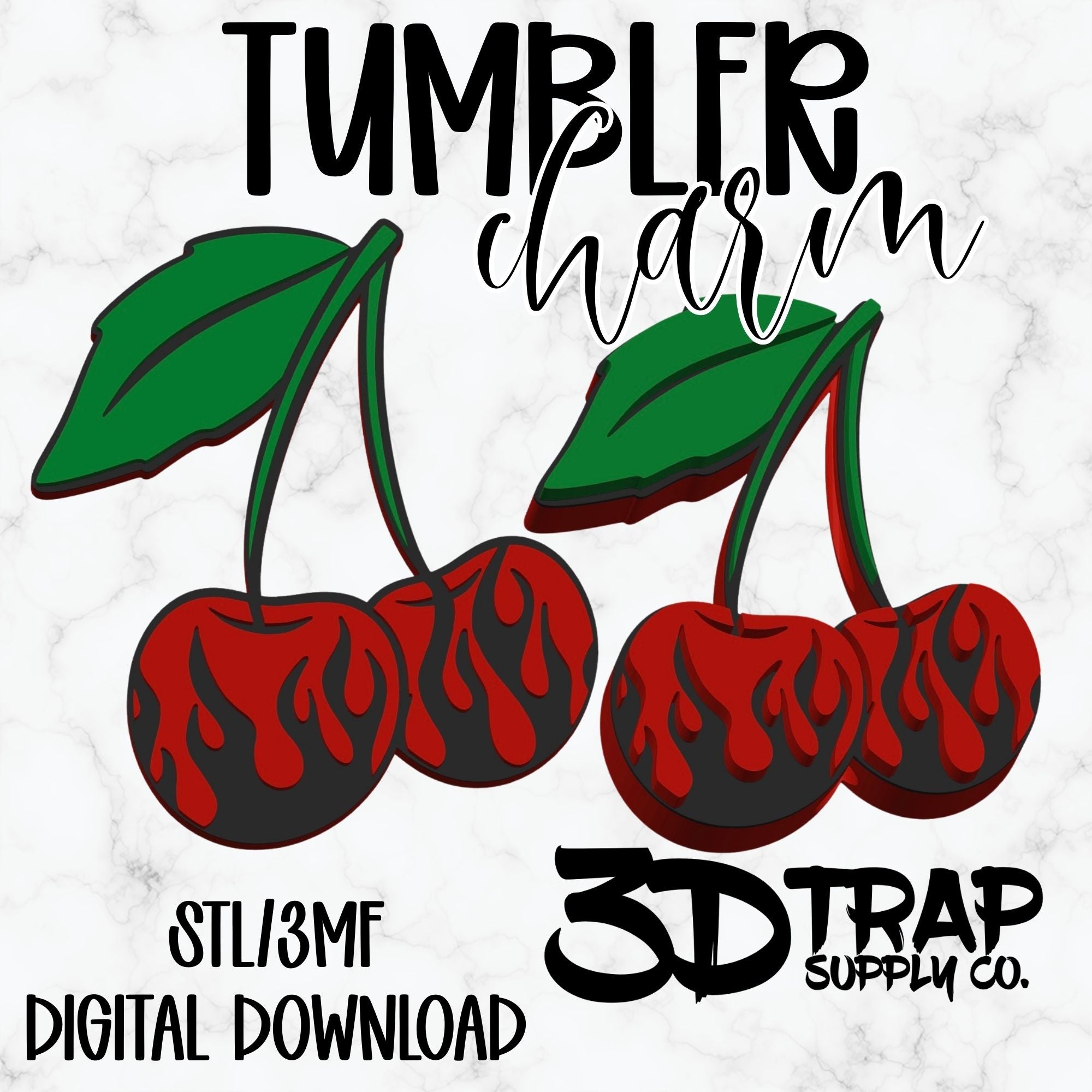 Cherry Flames Tumbler Charm STL/3MF