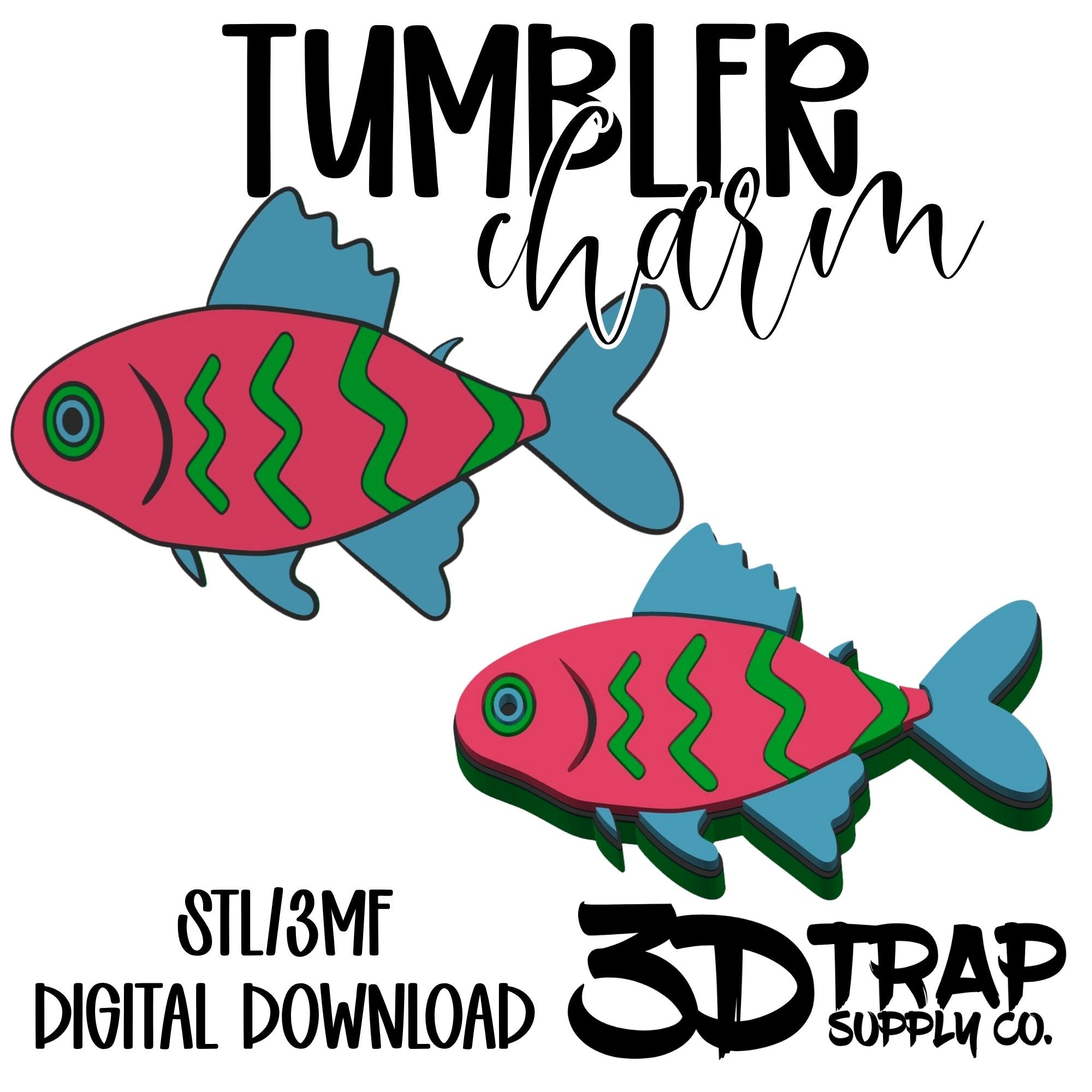 Neon Fish Tumbler Charm STL/3MF