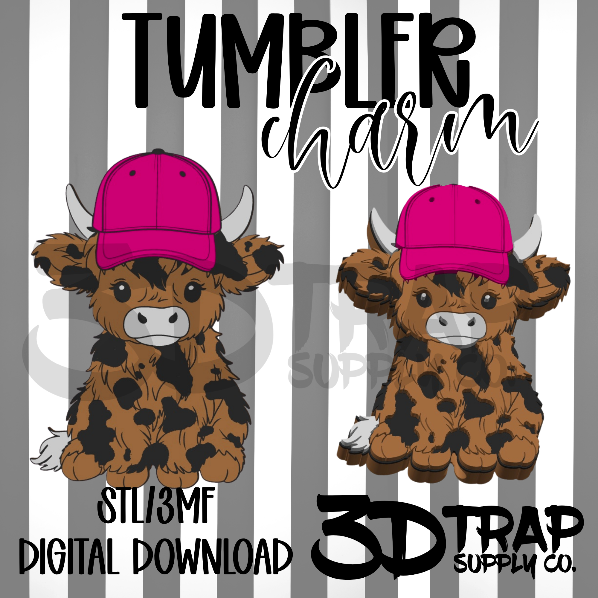 Cow Hat Tumbler Charm STL/3MF