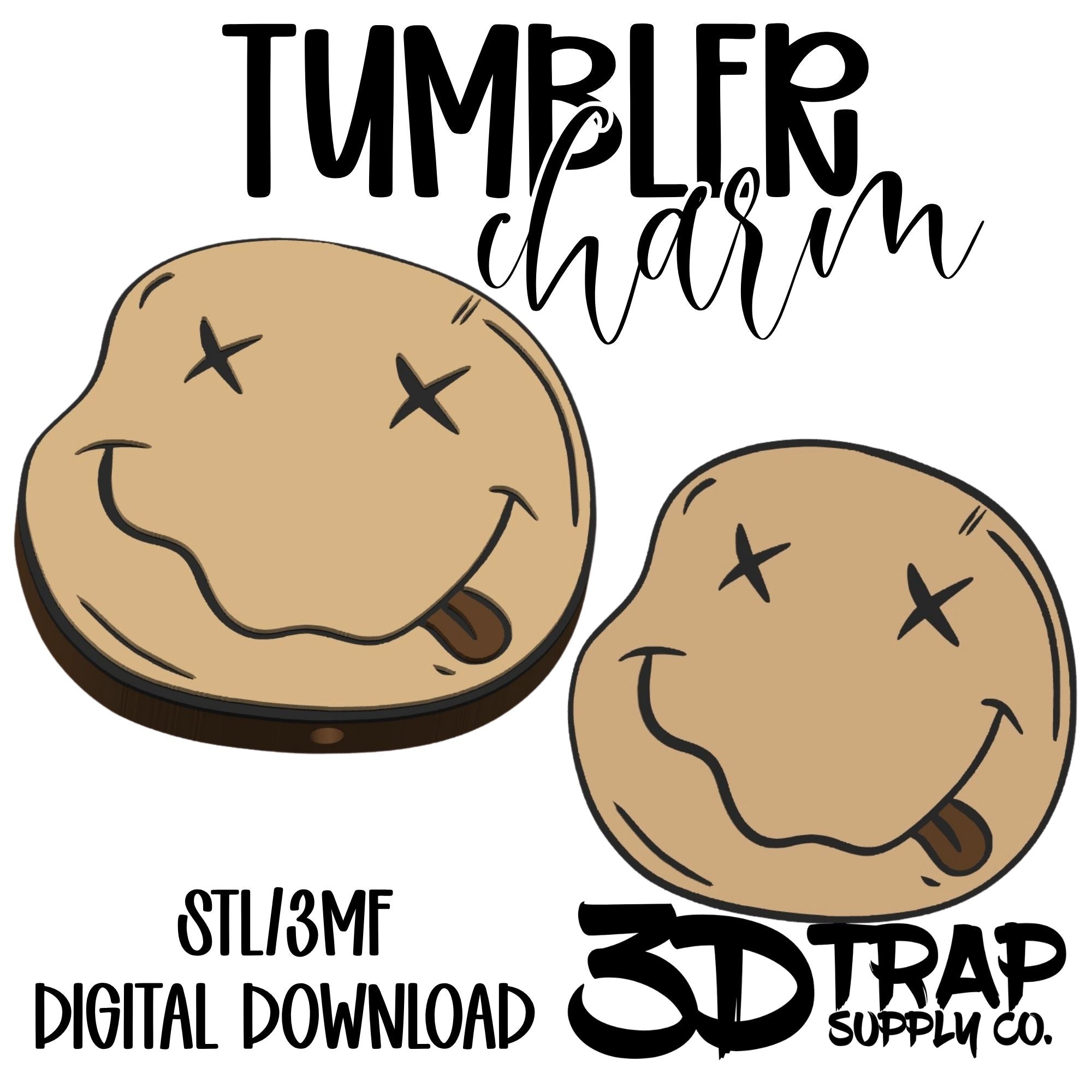 Smiley Face Tumbler Charm STL/3MF