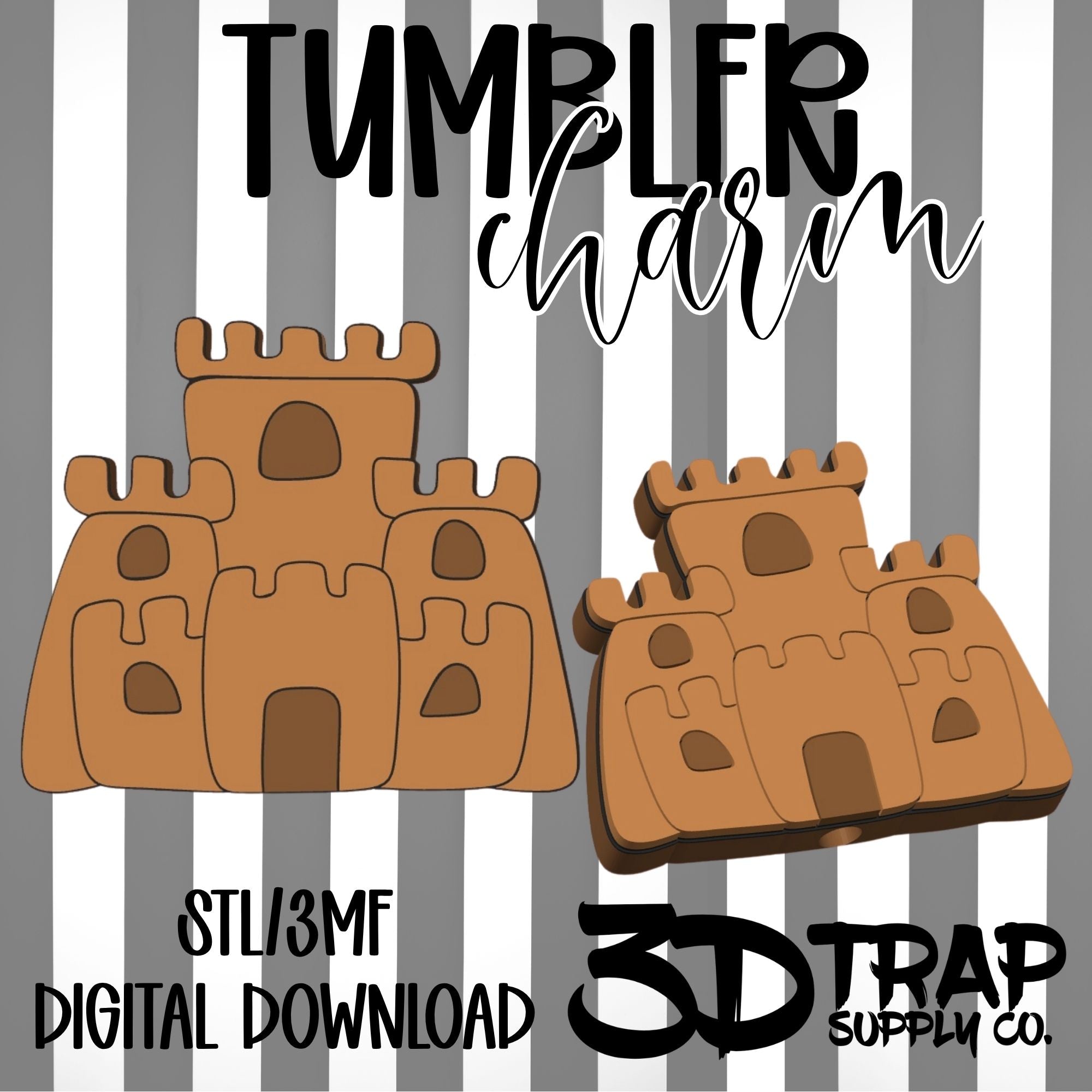 Sand Castle Tumbler Charm STL/3MF